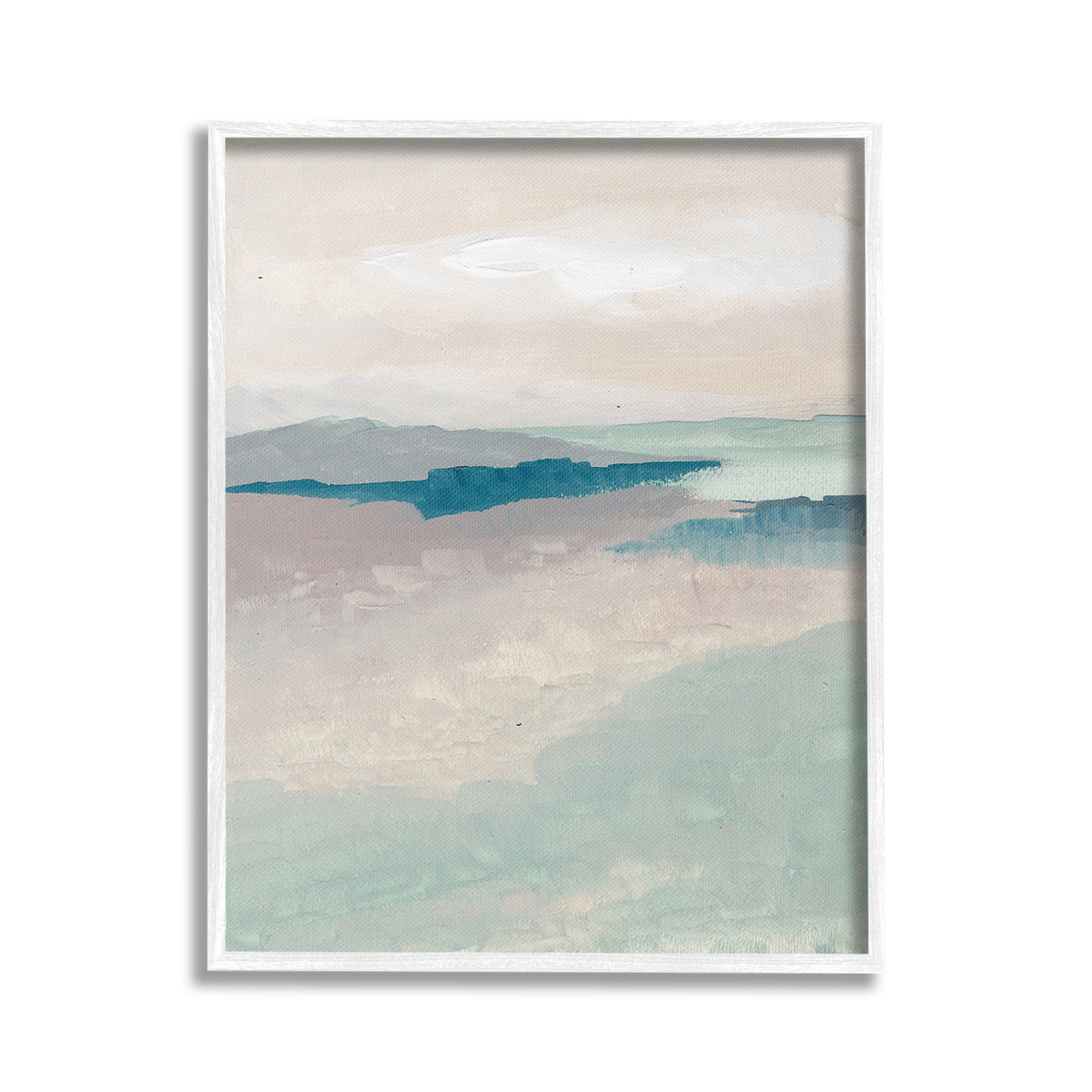 Stupell Industries Subtle Horizon Abstract Abstract Painting White Framed Art Print Wall Art, 16 x 20