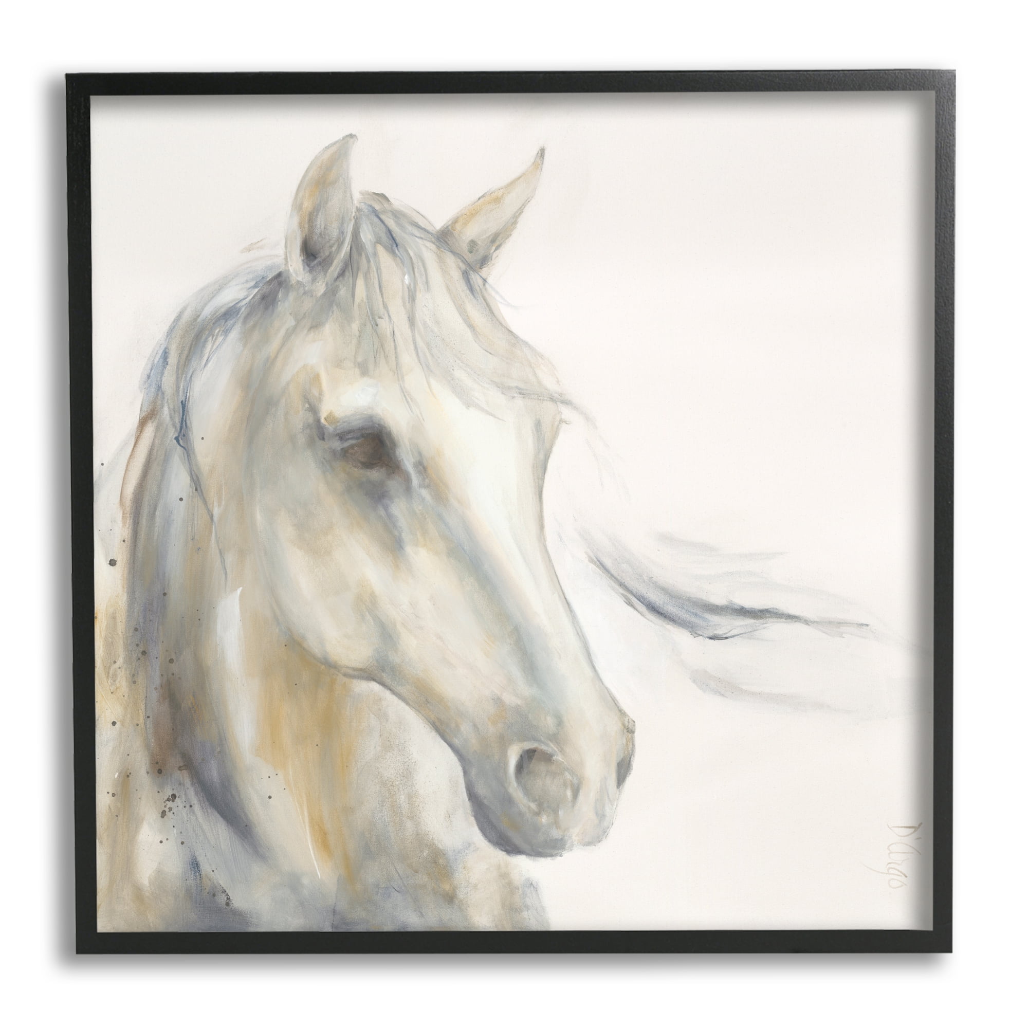 Stupell Industries Subtle Horse Portrait Animals & Insects Painting Black Framed Art Print Wall Art, 24 x 24