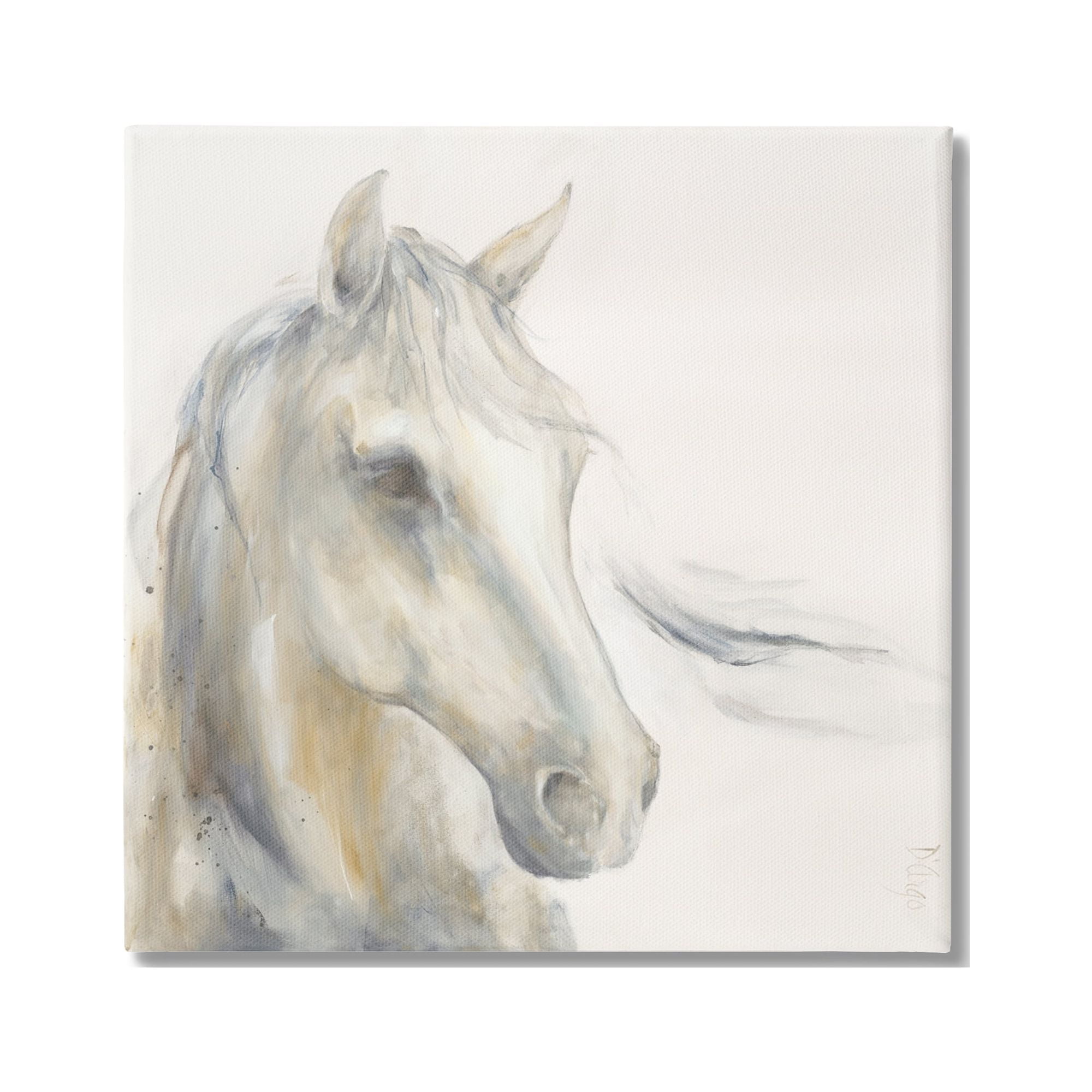 Stupell Industries Subtle Horse Portrait Animals & Insects Painting Gallery Wrapped Canvas Print Wall Art, 24 x 24