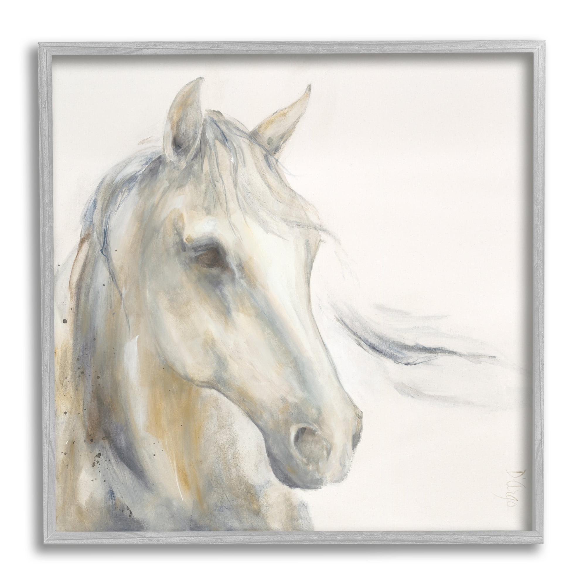 Stupell Industries Subtle Horse Portrait Animals & Insects Painting Gray Framed Art Print Wall Art, 24 x 24