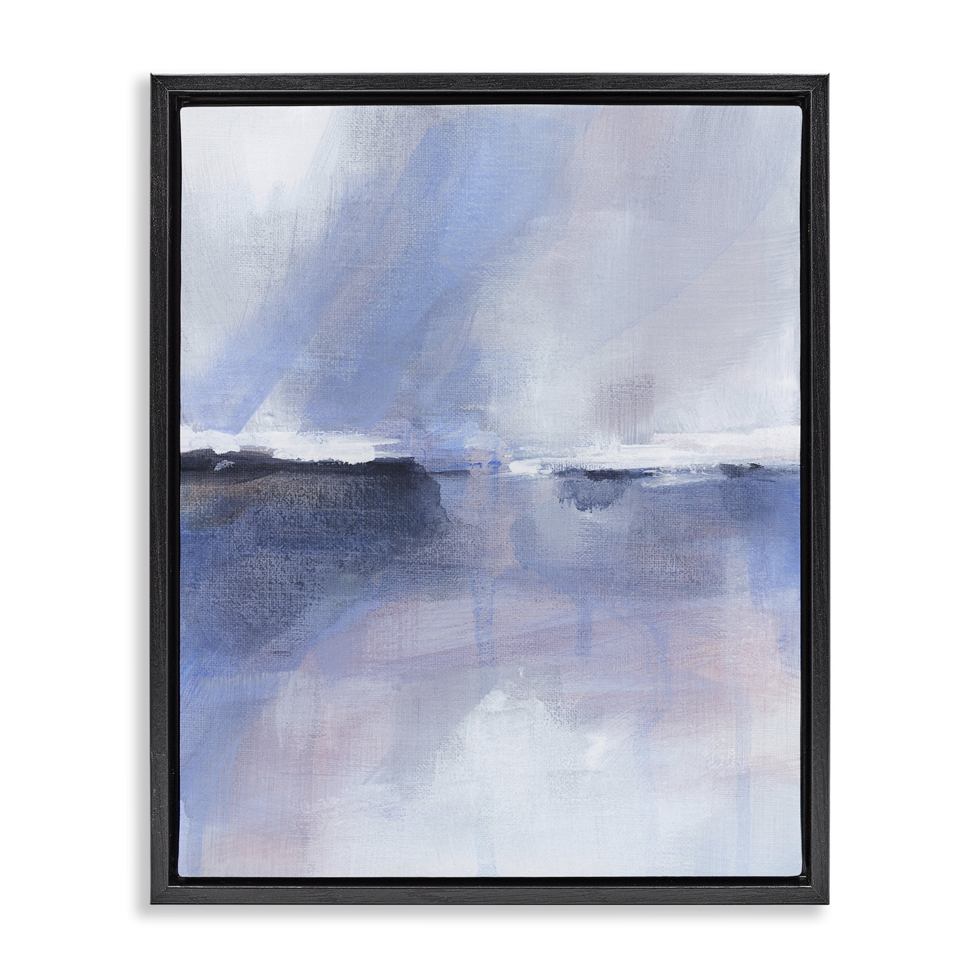 Stupell Industries Subtle Landscape Abstraction Abstract Painting Black Floater Framed Canvas Art Print Wall Art, 25 x 31