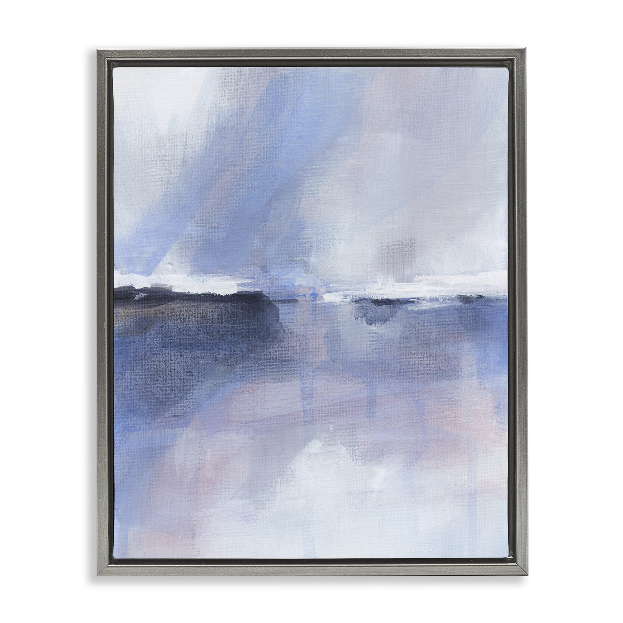 Stupell Industries Subtle Landscape Abstraction Abstract Painting Gray Floater Framed Canvas Art Print Wall Art, 17 x 21