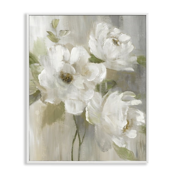Stupell Industries Subtle Magnolia Blossoms Floral Painting White Framed Art Print Wall Art, 24 x 30