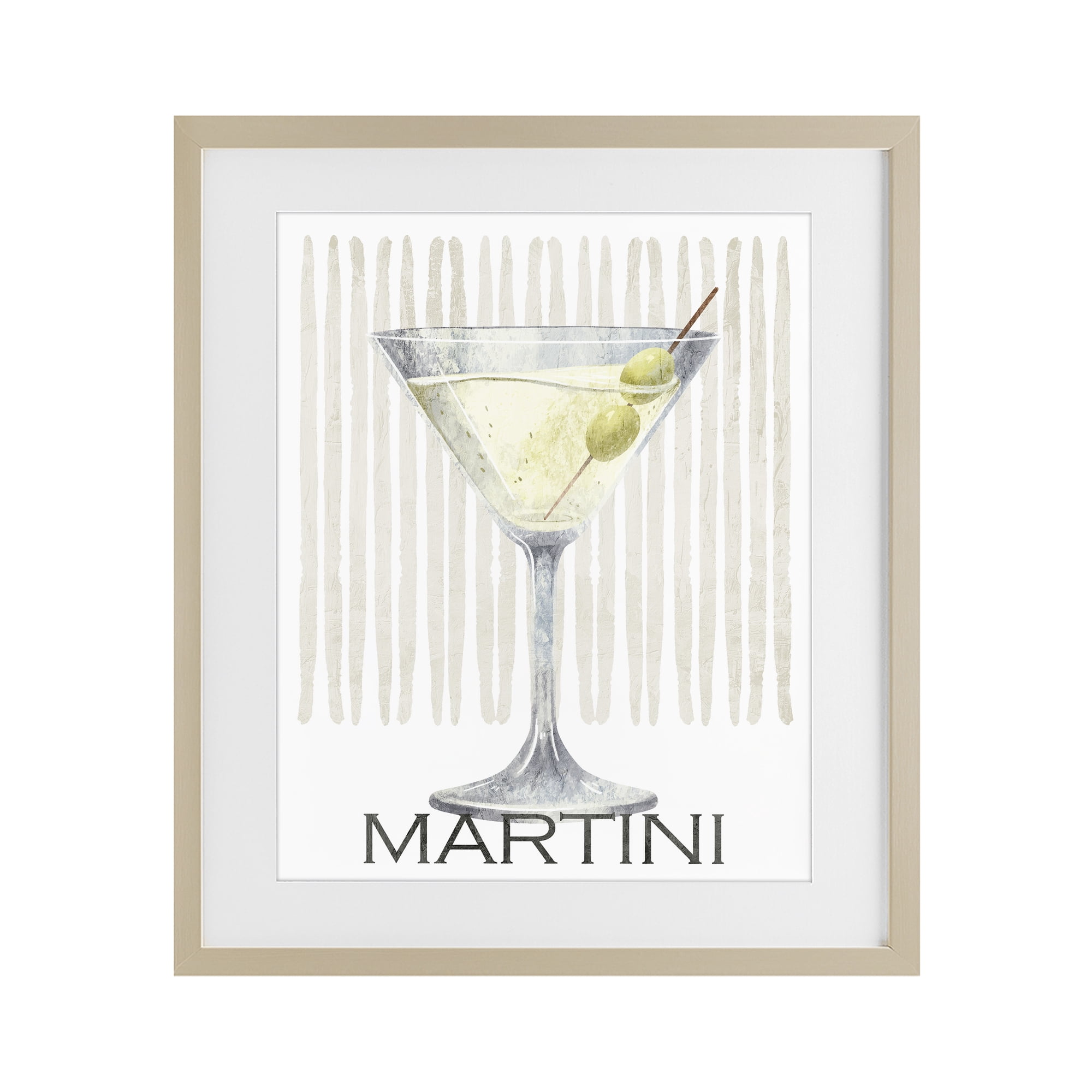 Stupell Industries Subtle Martini Drink Birch Framed Print Under Glass, design by Kim Allen