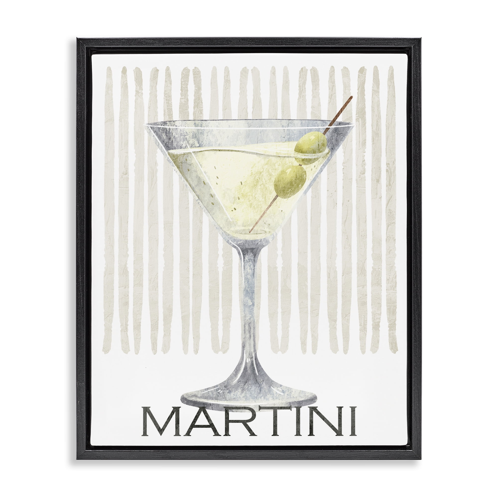 Stupell Industries Subtle Martini Drink Black Framed Floater Canvas Wall Art, design by Kim Allen