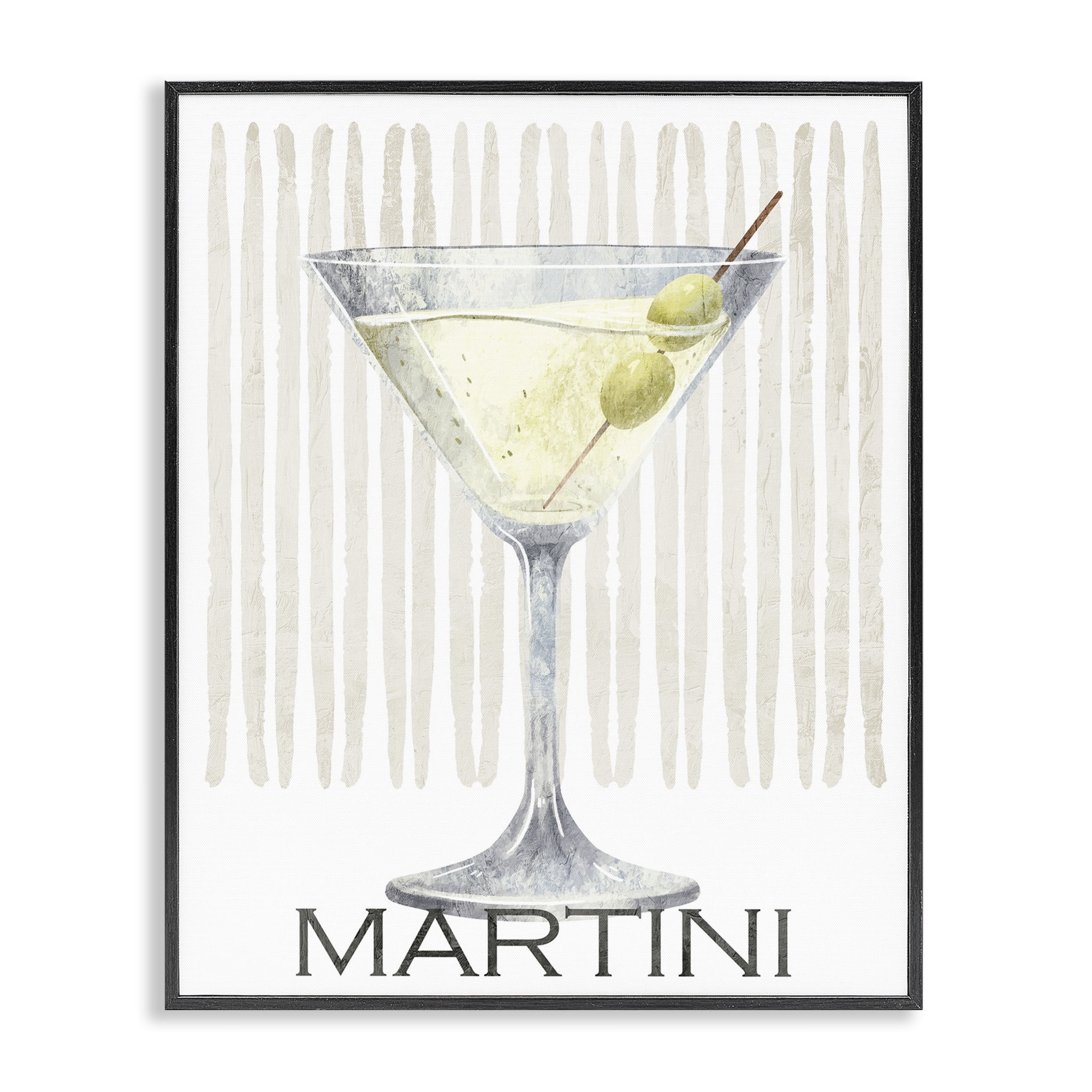 Stupell Industries Subtle Martini Drink Black Framed Giclee Art, design by Kim Allen