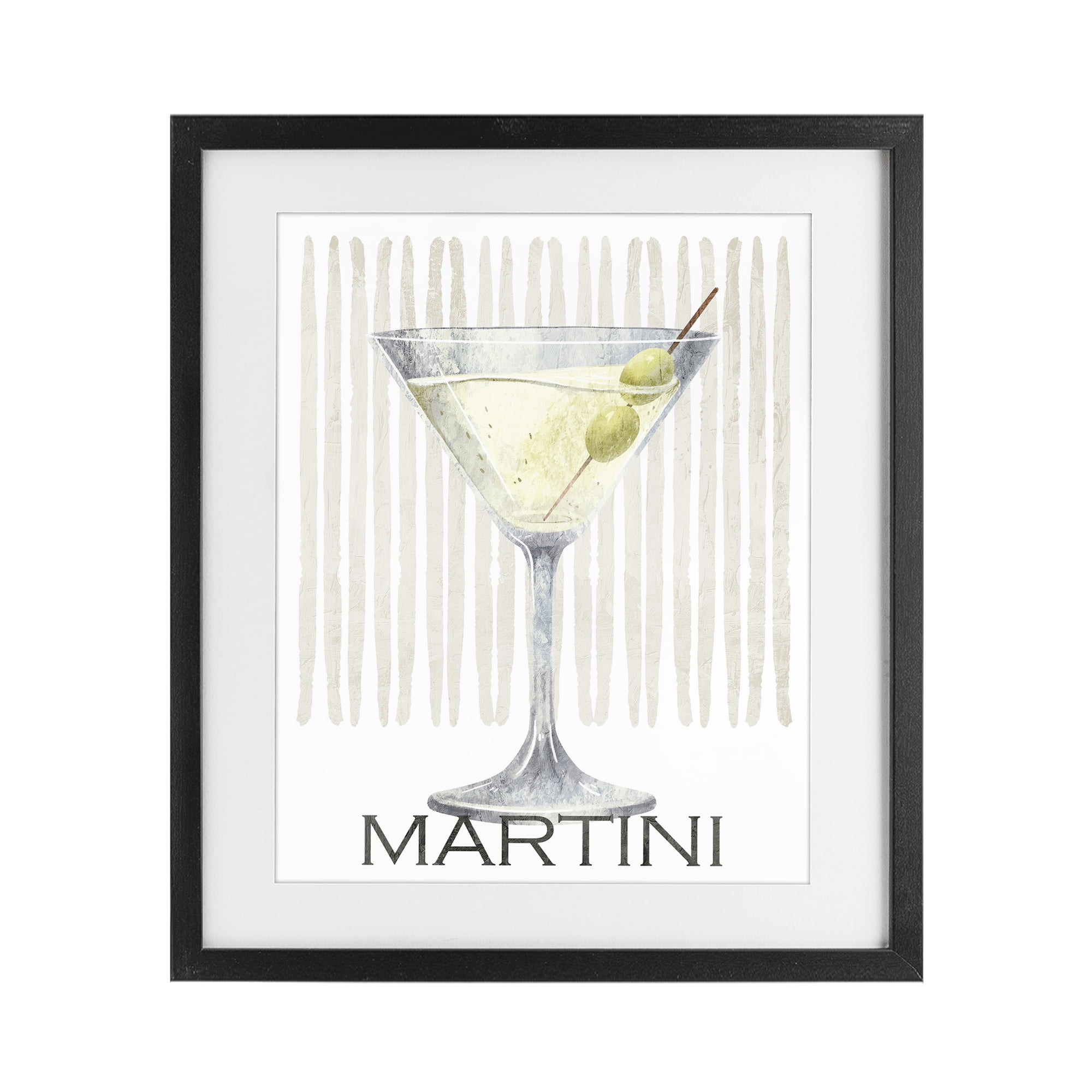 Stupell Industries Subtle Martini Drink Black Framed Print Under Glass, design by Kim Allen