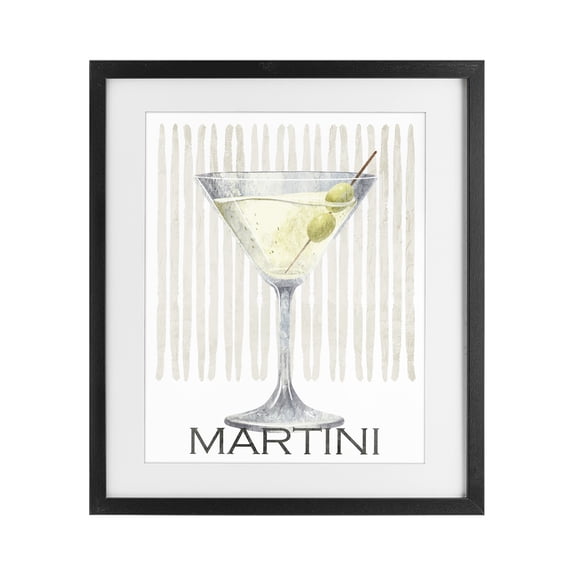 Stupell Industries Modern Subtle Martini Drink Black Framed Print Under Glass, 13 x 16, by Kim Allen