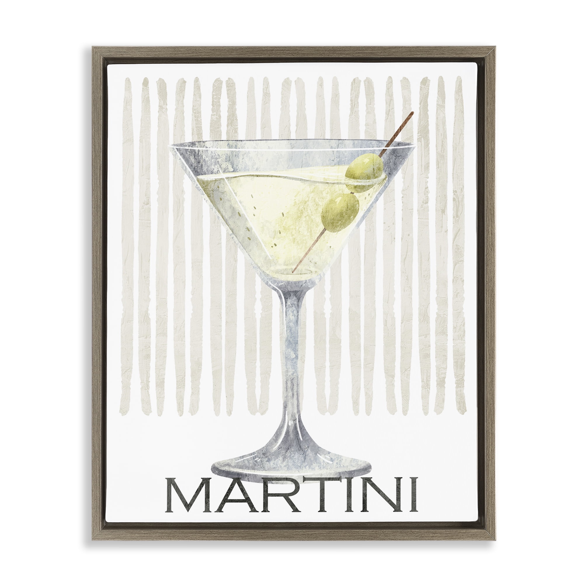 Stupell Industries Subtle Martini Drink Brown Framed Floater Canvas Wall Art, design by Kim Allen