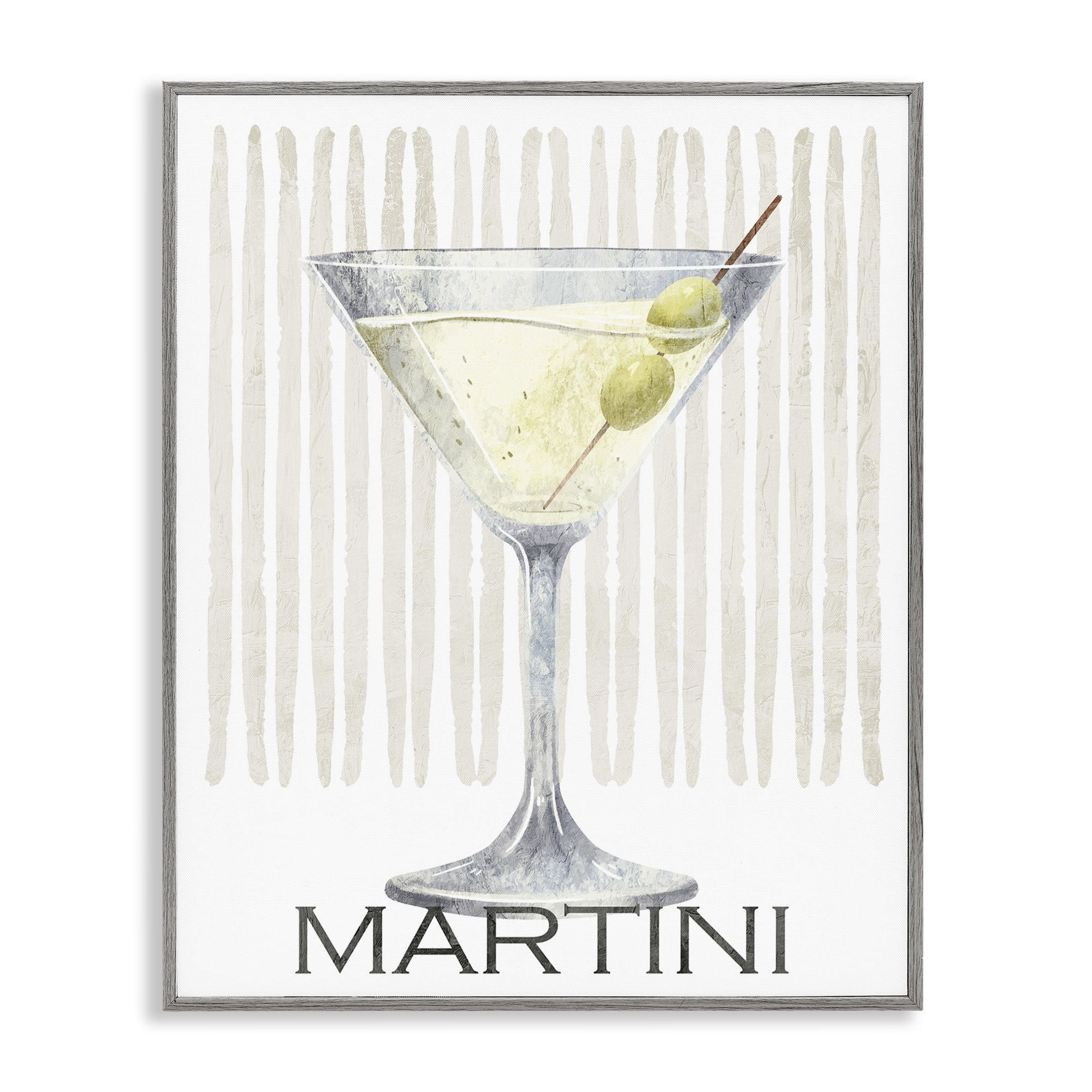 Stupell Industries Subtle Martini Drink Gray Framed Giclee Art, design by Kim Allen