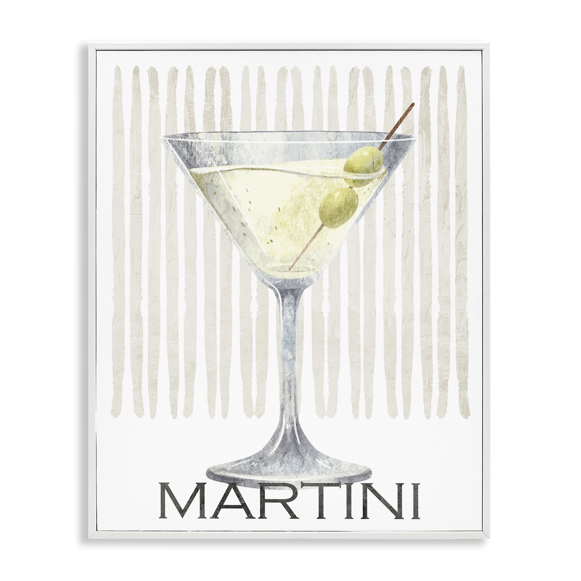 Stupell Industries Subtle Martini Drink White Framed Giclee Art, design by Kim Allen