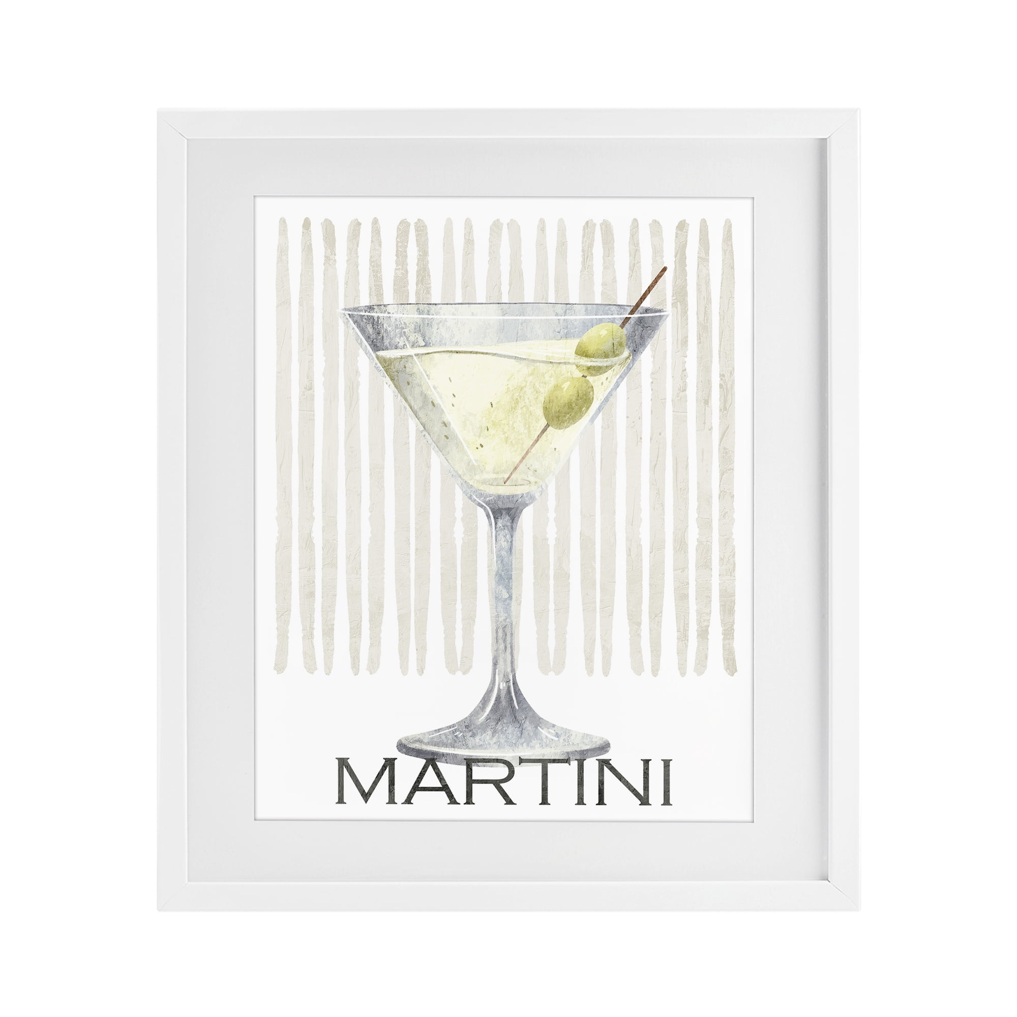 Stupell Industries Subtle Martini Drink White Framed Print Under Glass, design by Kim Allen