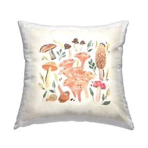 Stupell Industries Subtle Mushroom Pattern Decorative Printed Throw Pillow Design by Annie Warren