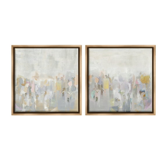 Stupell Industries Subtle Neutral Abstraction Abstract Painting Brown Floater Framed Canvas Art Print Wall Art, 25 x 25, Set of 2