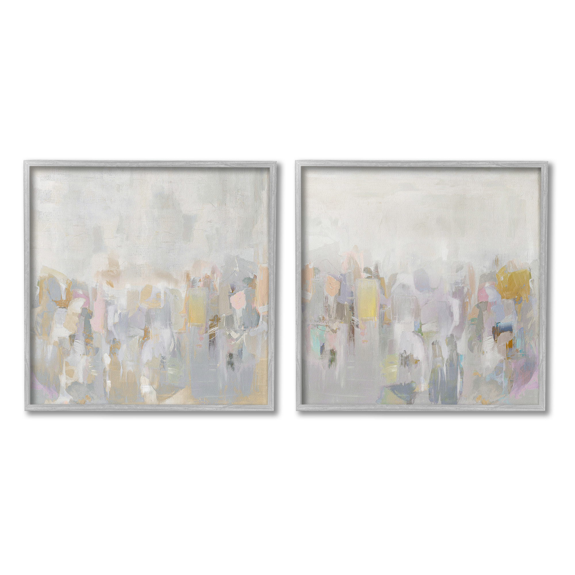 Stupell Industries Subtle Neutral Abstraction Abstract Painting Gray Framed Art Print Wall Art, 12 x 12, Set of 2