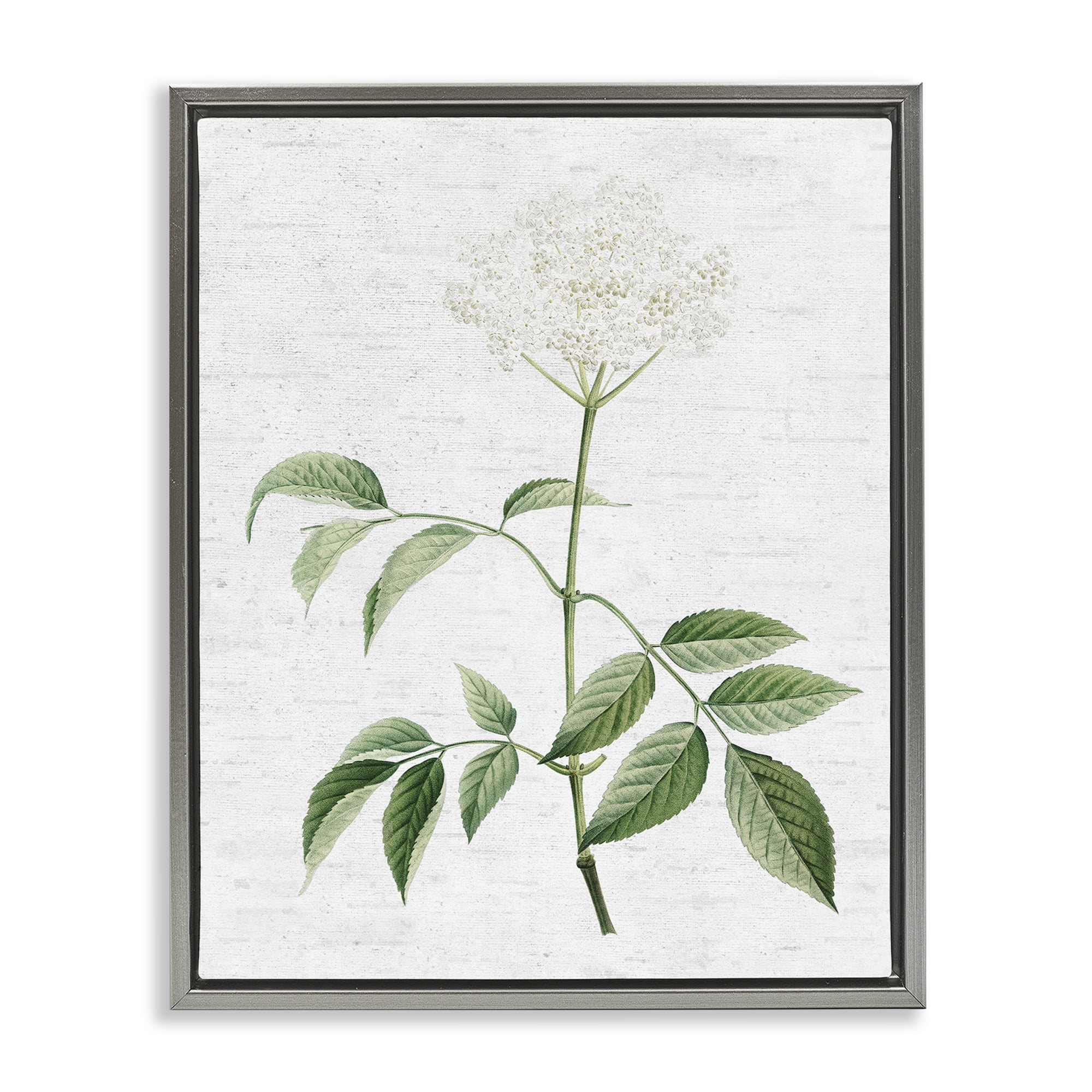 Stupell Industries Subtle Neutral Flower Botanical & Floral Painting Gray Floater Framed Art Print Wall Art, 25 x 31