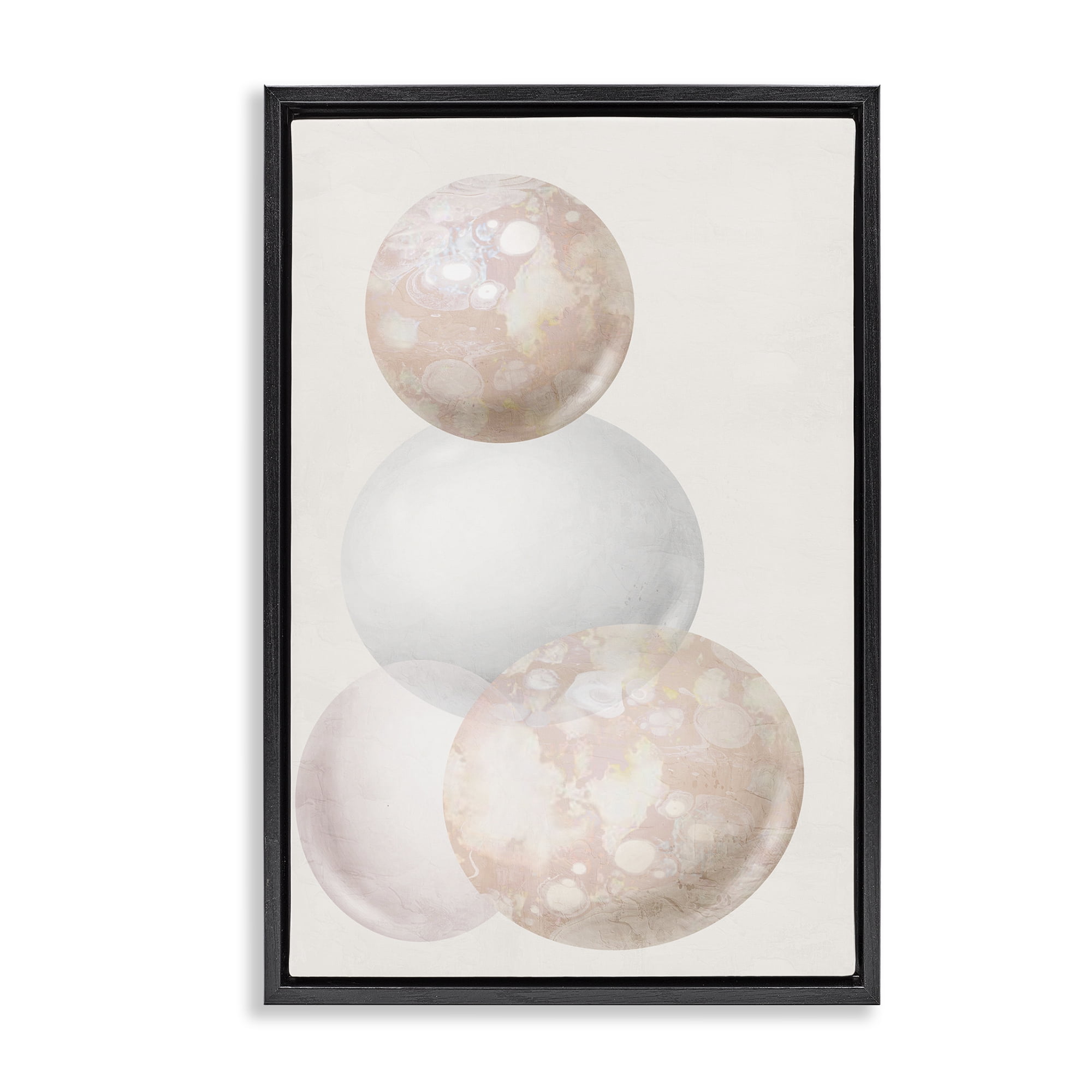 Stupell Industries Subtle Orbs Shapes Abstract Painting Black Floater Framed Canvas Art Print Wall Art, 21 x 31
