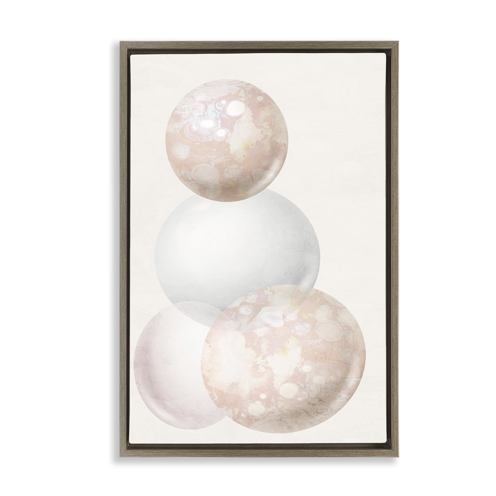 Stupell Industries Subtle Orbs Shapes Abstract Painting Brown Floater Framed Canvas Art Print Wall Art, 21 x 31