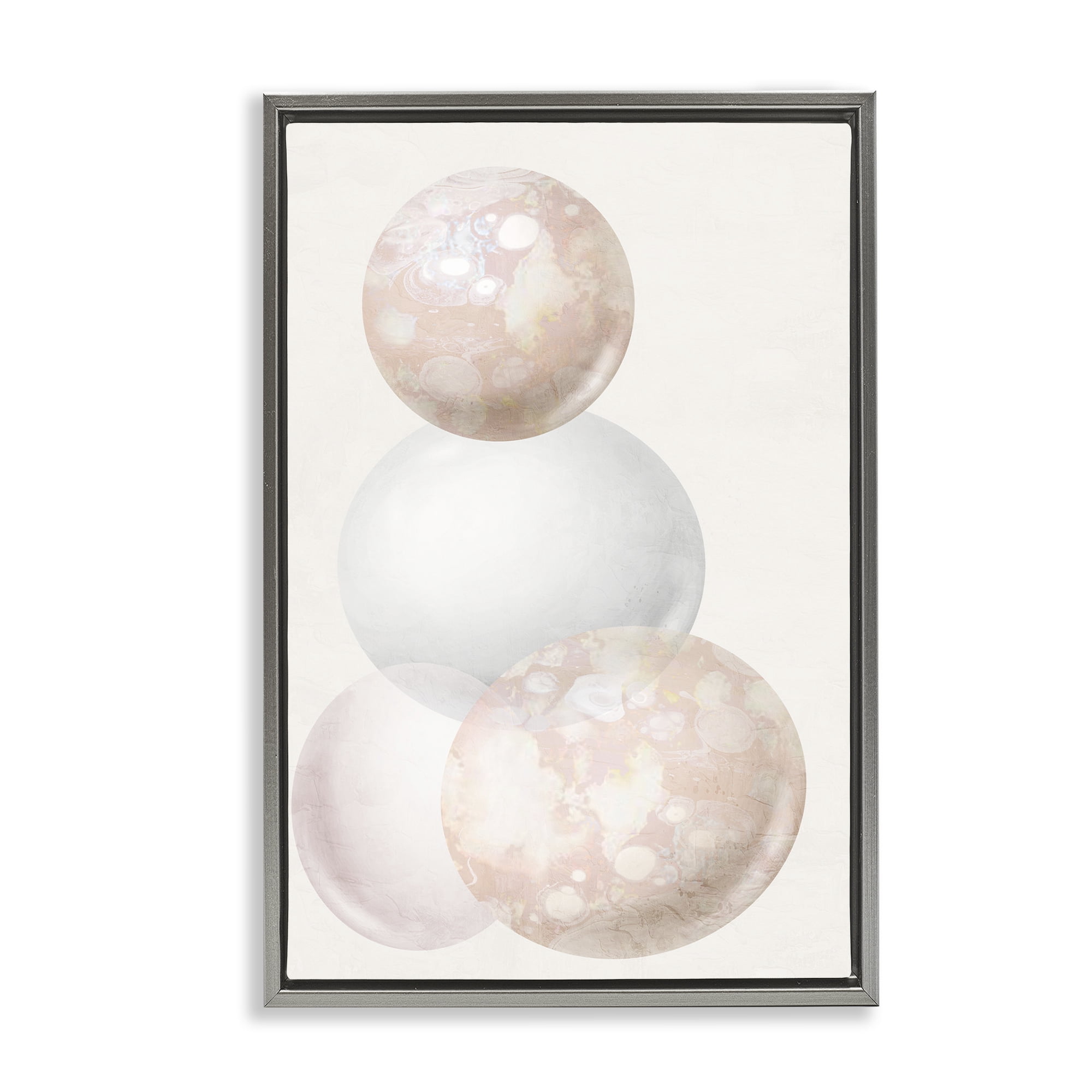 Stupell Industries Subtle Orbs Shapes Abstract Painting Gray Floater Framed Canvas Art Print Wall Art, 17 x 25
