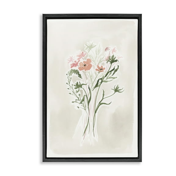 Stupell Industries Subtle Pastel Blooms Botanical & Floral Painting Black Floater Framed Art Print Wall Art, 17 x 25
