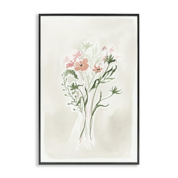 Stupell Industries Subtle Pastel Blooms Botanical & Floral Painting Black Framed Art Print Wall Art, 12 x 18