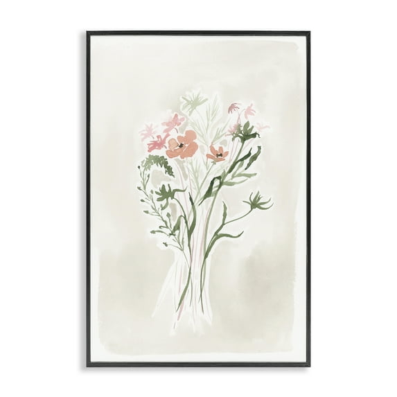 Stupell Industries Subtle Pastel Blooms Botanical & Floral Painting Black Framed Art Print Wall Art, 16 x 24