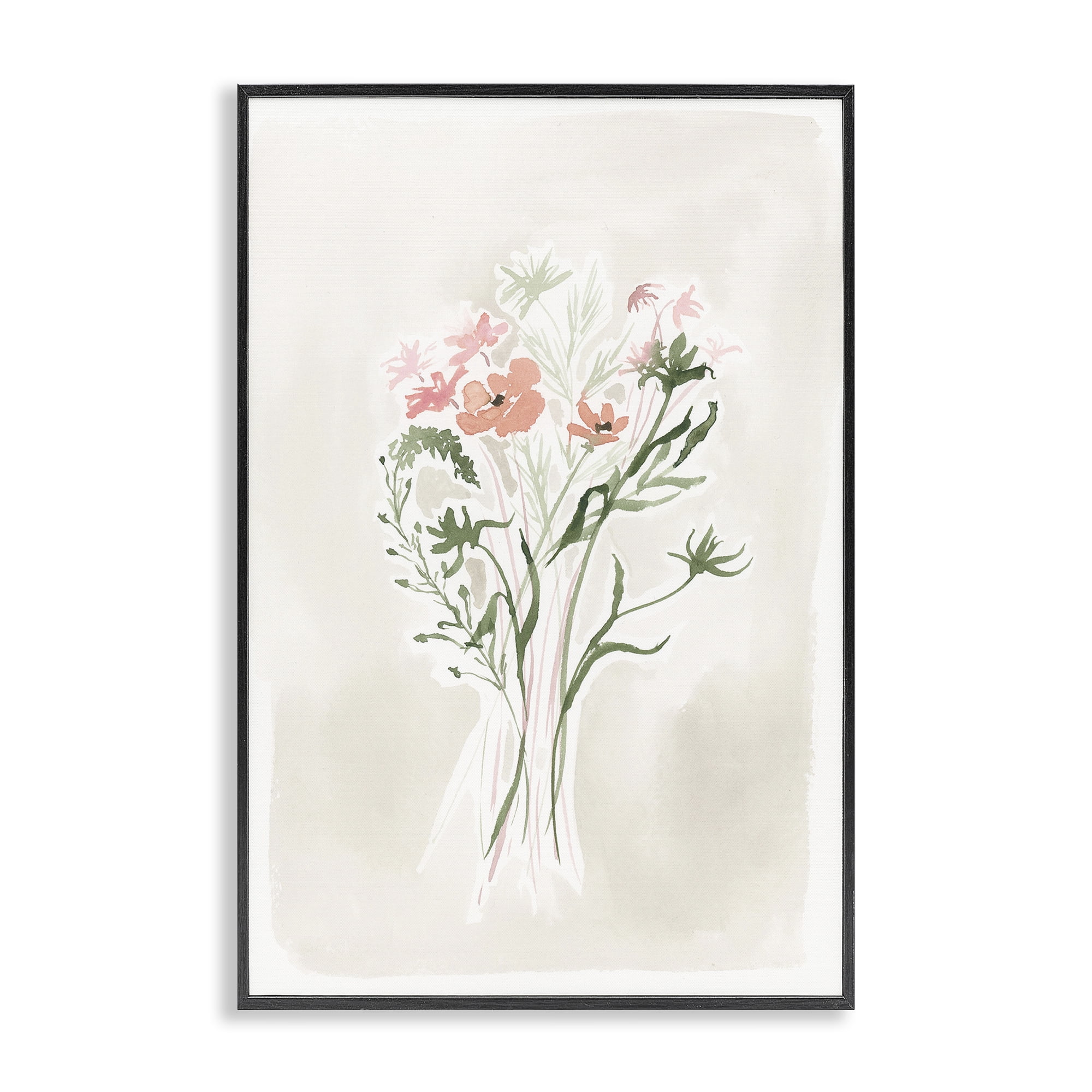Stupell Industries Subtle Pastel Blooms Botanical & Floral Painting Black Framed Art Print Wall Art, 20 x 30