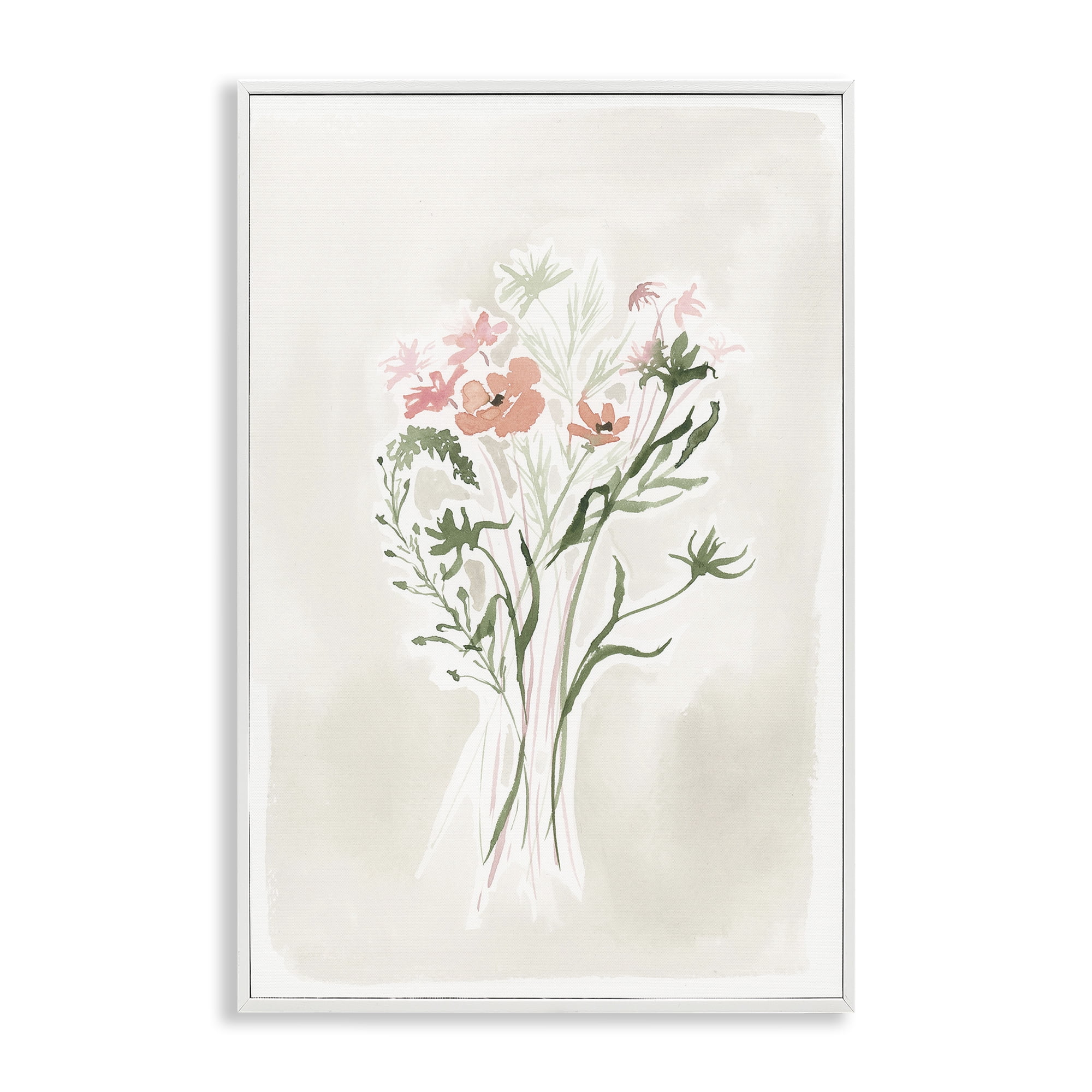 Stupell Industries Subtle Pastel Blooms Botanical & Floral Painting White Framed Art Print Wall Art, 20 x 30