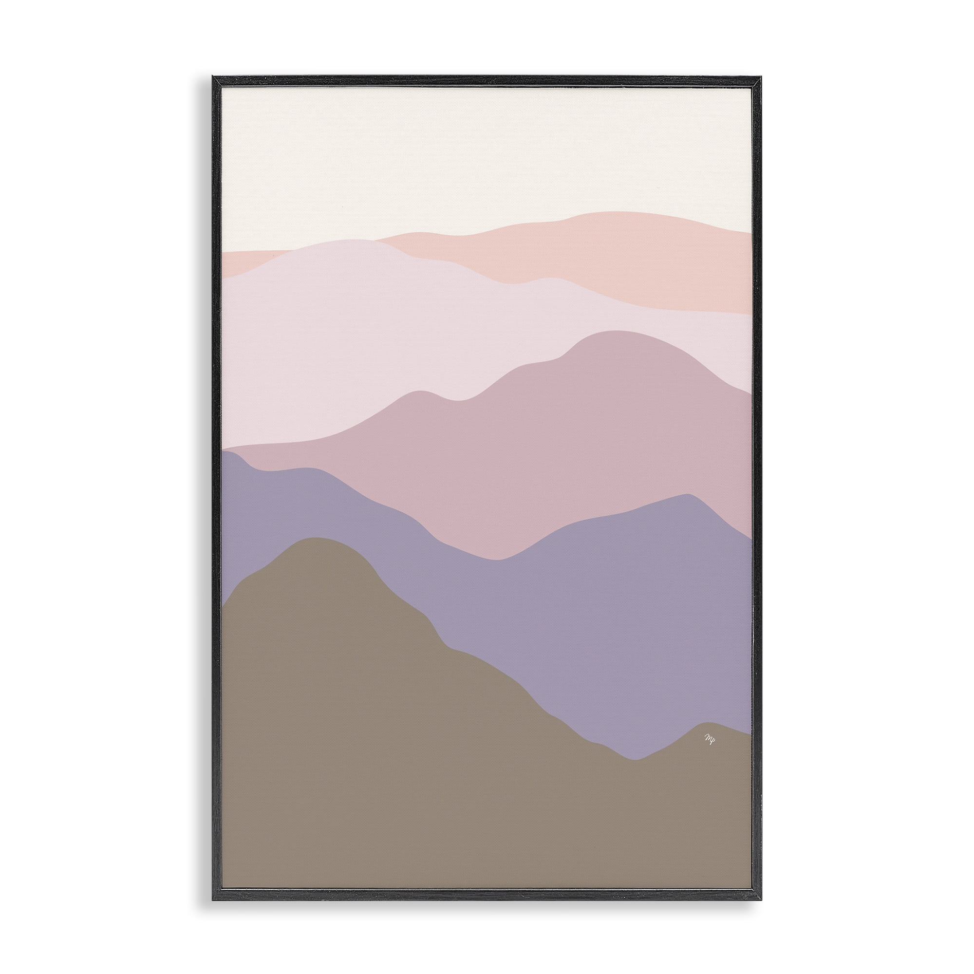 Stupell Industries Subtle Pastel Hills Landscape Painting Black Framed Art Print Wall Art, 12 x 18