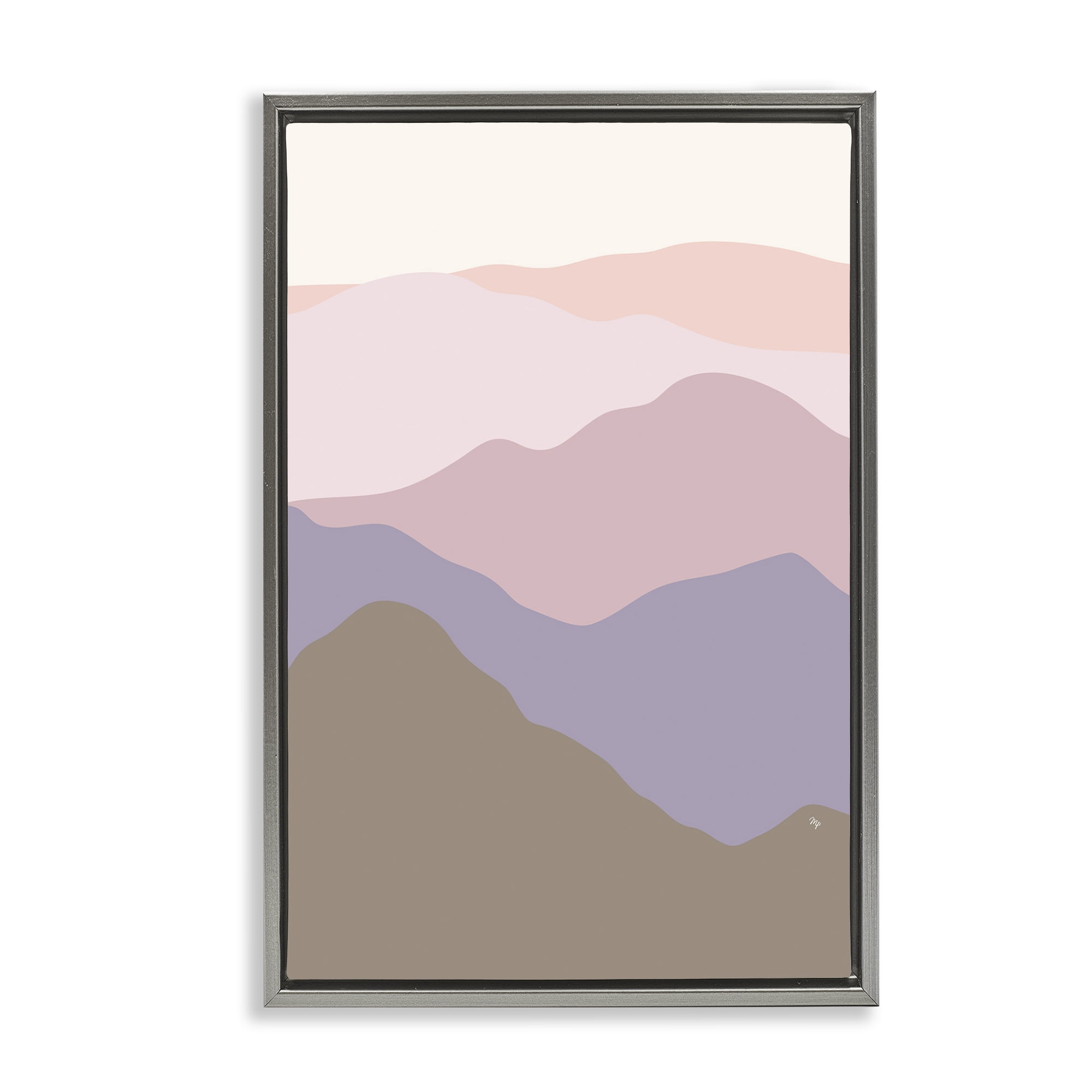 Stupell Industries Subtle Pastel Hills Landscape Painting Gray Floater Framed Canvas Art Print Wall Art, 21 x 31
