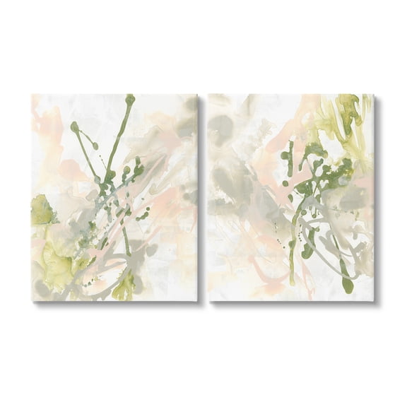 Stupell Industries Subtle Pastel Splatter Abstract Painting Gallery Wrapped Canvas Art Print Wall Art, 24 x 30, Set of 2