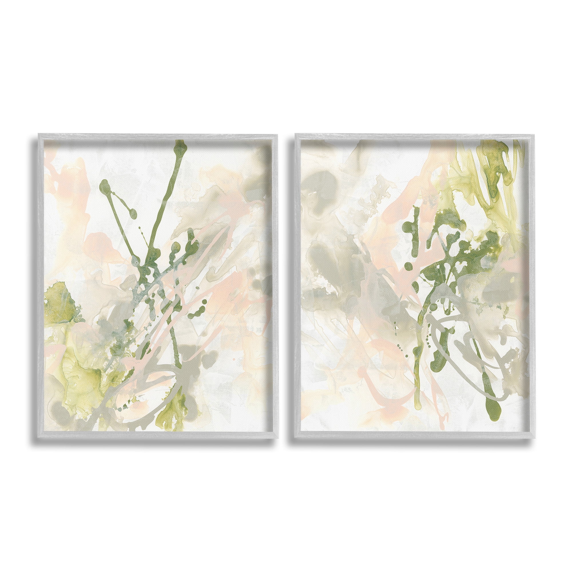 Stupell Industries Subtle Pastel Splatter Abstract Painting Gray Framed Art Print Wall Art, 11 x 14, Set of 2