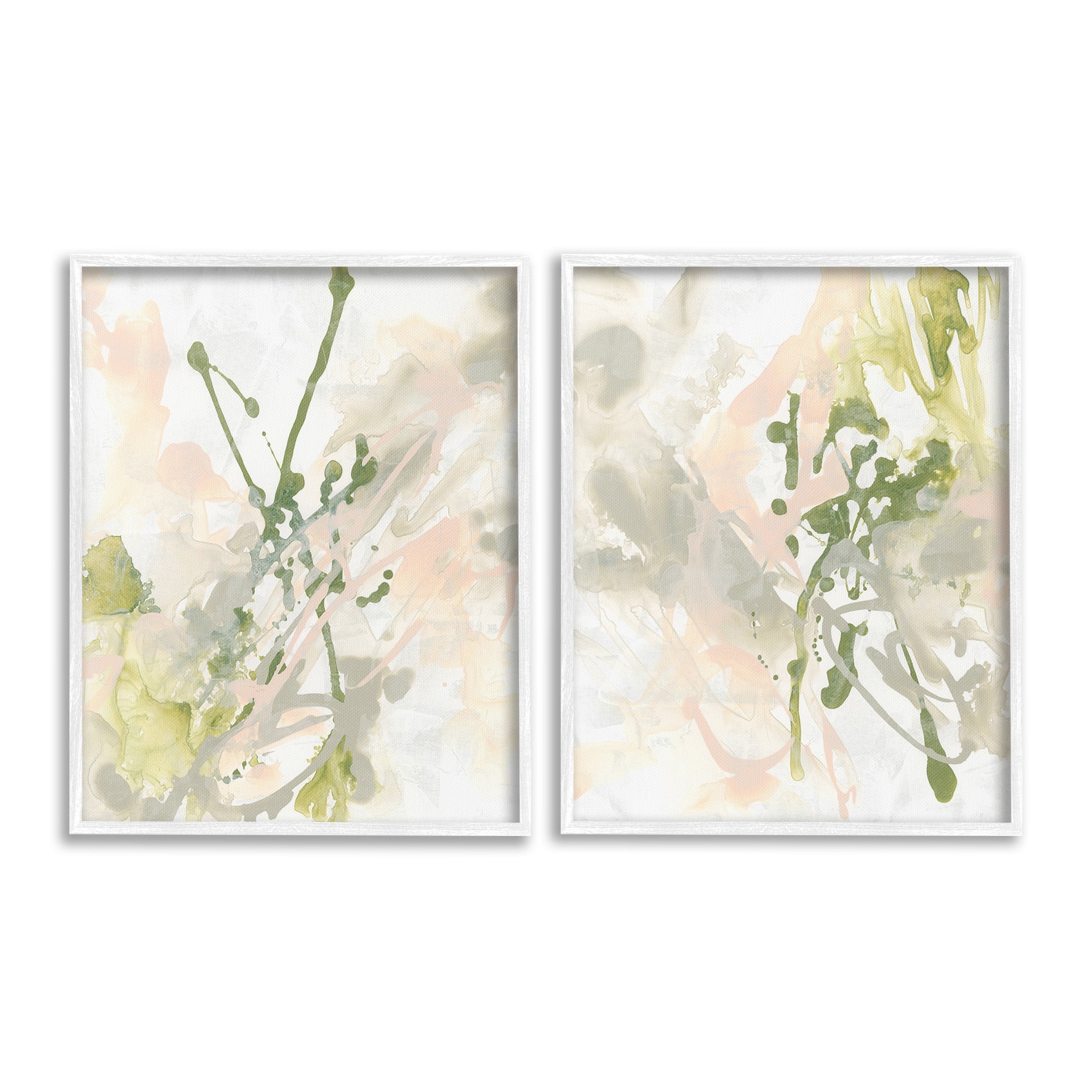 Stupell Industries Subtle Pastel Splatter Abstract Painting White Framed Art Print Wall Art, 16 x 20, Set of 2
