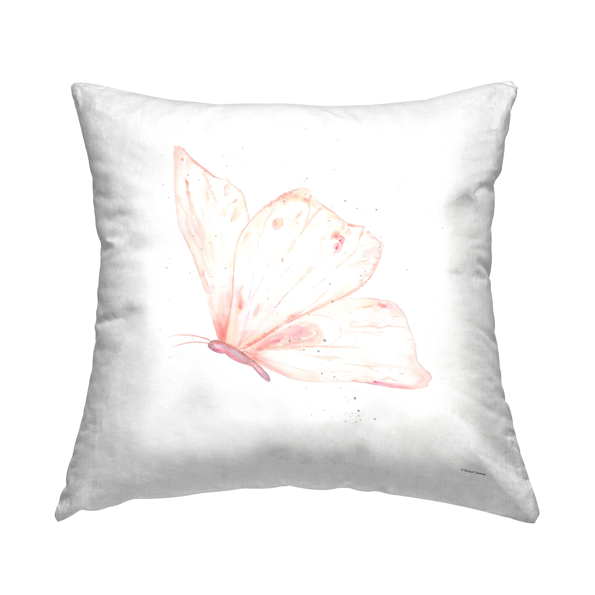 Stupell Industries Subtle Pink Butterfly Decorative Printed Throw Pillow, 18 x 18