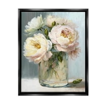 Stupell Industries Subtle Rose Blooms Botanical & Floral Painting Black Floater Framed Canvas Art Print Wall Art, 17 x 21