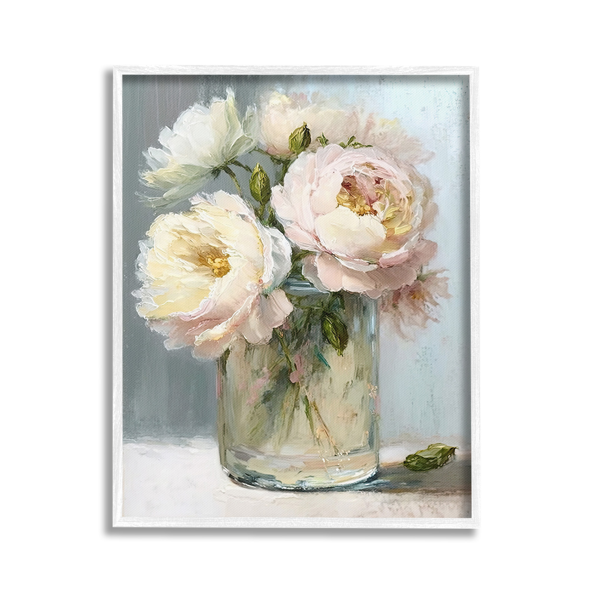 Stupell Industries Subtle Rose Blooms Botanical & Floral Painting White Framed Art Print Wall Art, 16 x 20