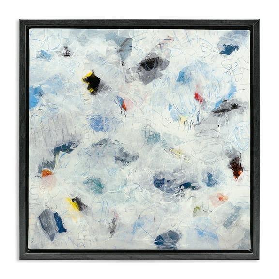 Stupell Industries Subtle Scribbles over Abstract Abstract Painting Black Floater Framed Canvas Art Print Wall Art, 18 x 18