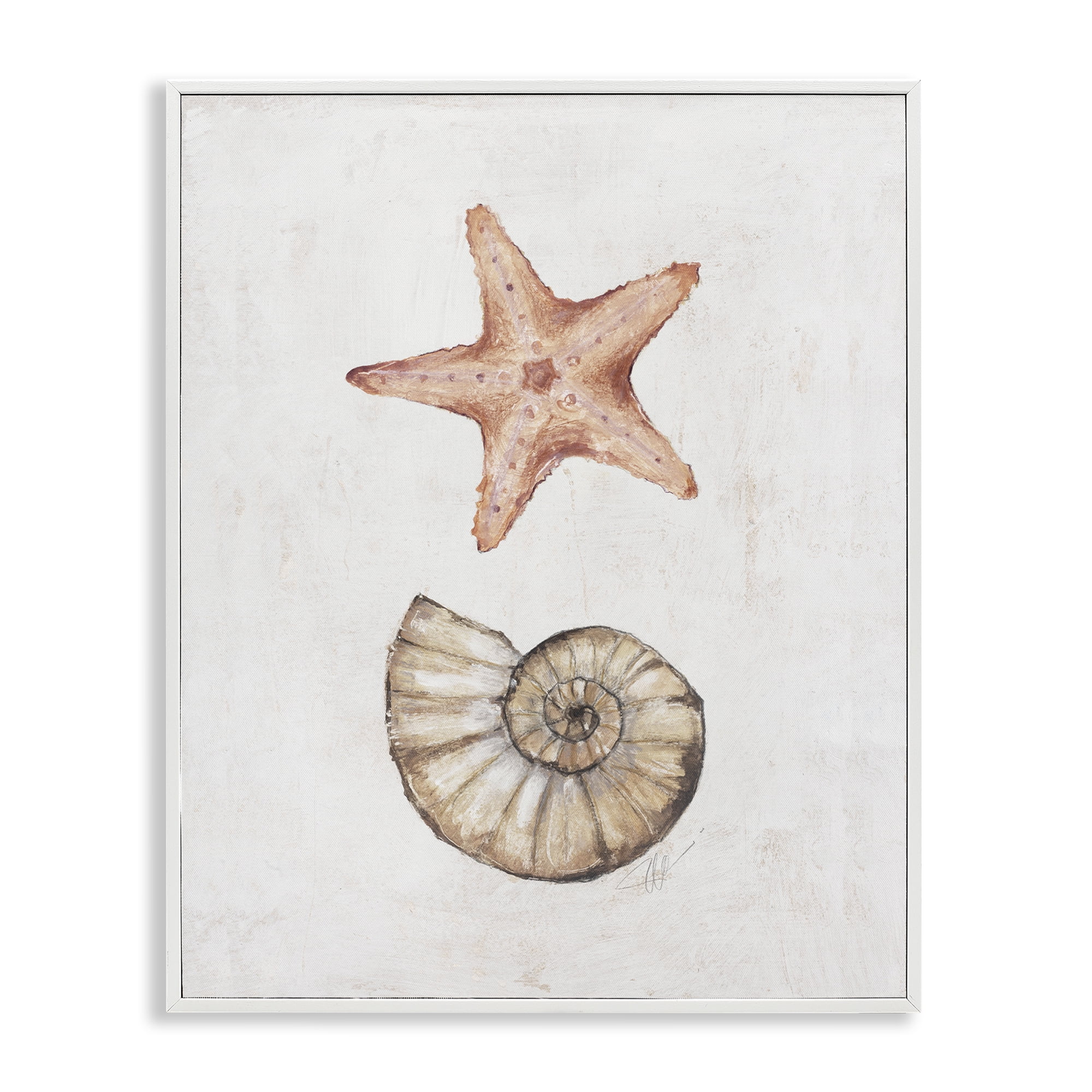 Stupell Industries Subtle Sea Life Nautical & Beach Painting White Framed Art Print Wall Art, 16 x 20