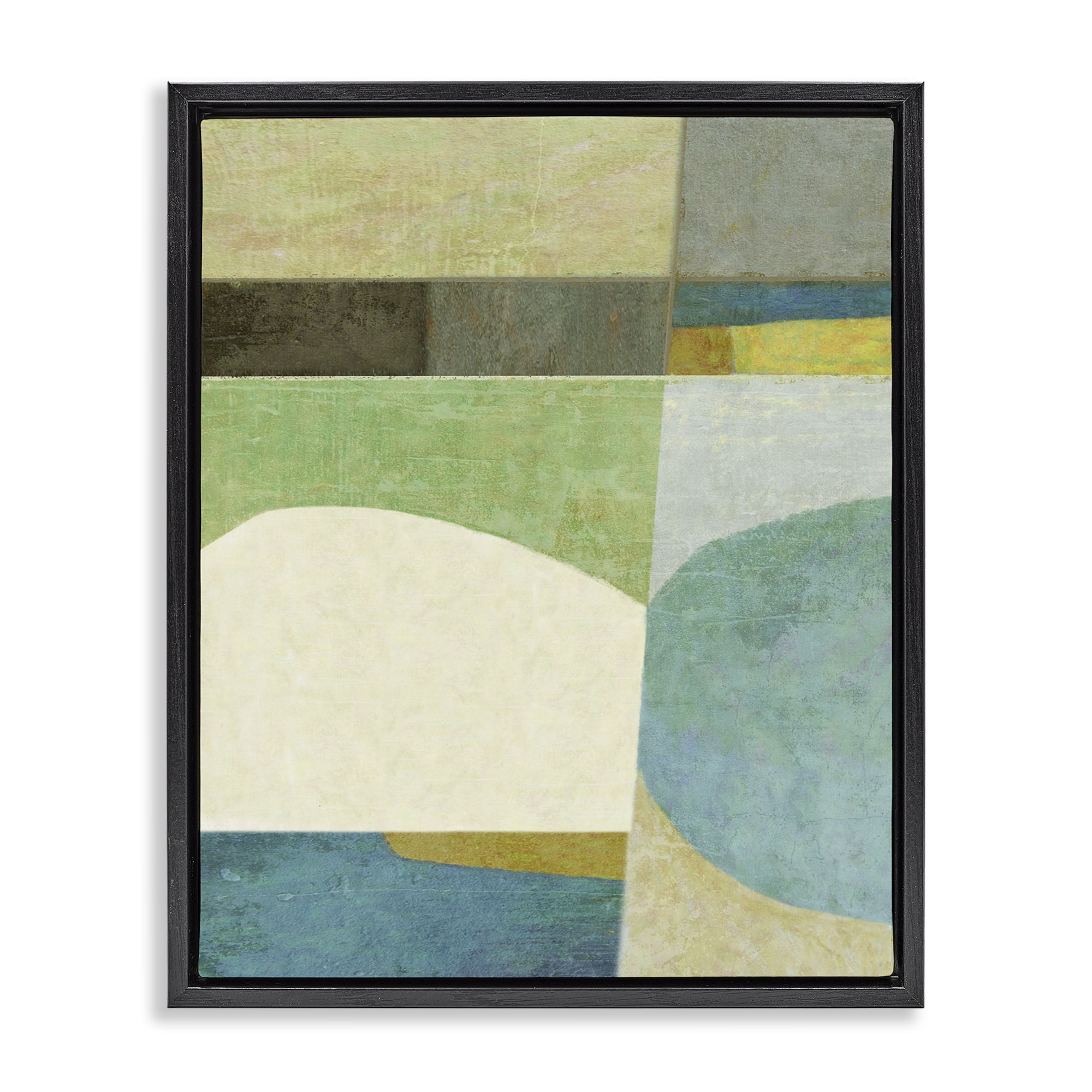 Stupell Industries Subtle Shapes Collage Abstract Painting Black Floater Framed Canvas Art Print Wall Art, 25 x 31