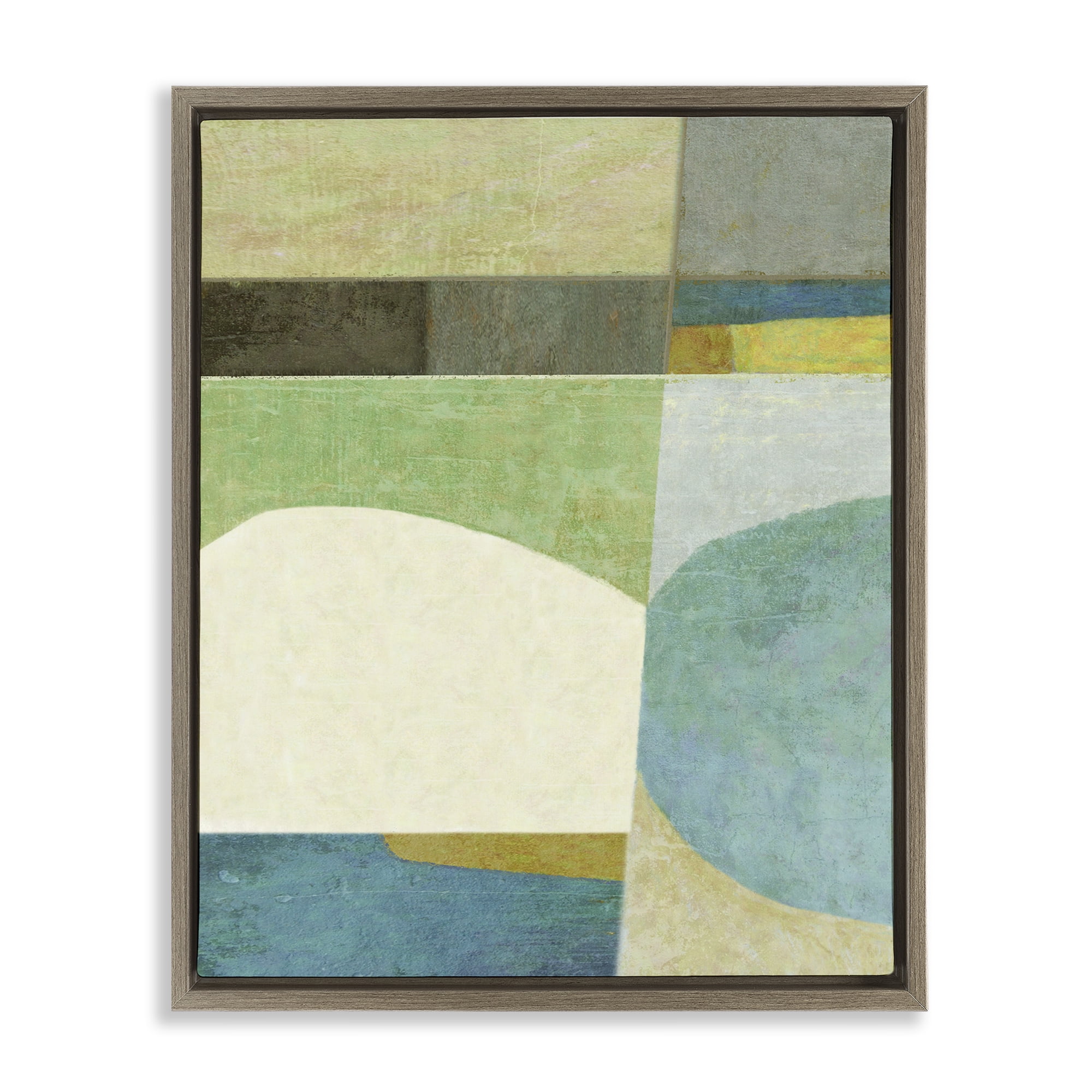 Stupell Industries Subtle Shapes Collage Abstract Painting Brown Floater Framed Canvas Art Print Wall Art, 17 x 21