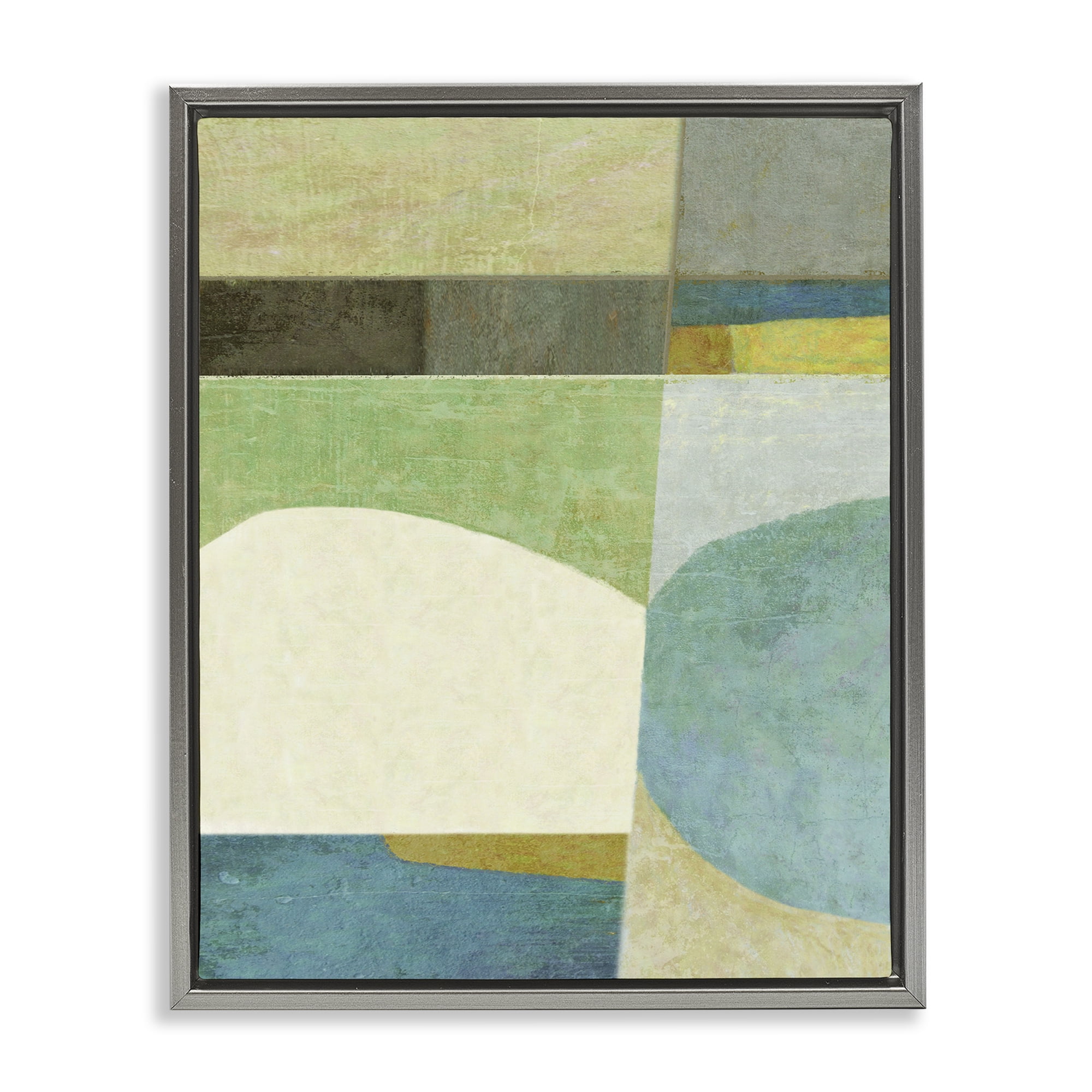 Stupell Industries Subtle Shapes Collage Abstract Painting Gray Floater Framed Canvas Art Print Wall Art, 17 x 21