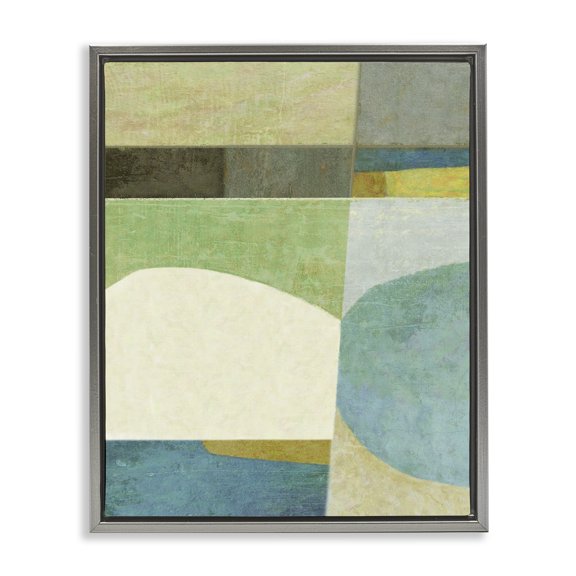 Stupell Industries Subtle Shapes Collage Abstract Painting Gray Floater Framed Canvas Art Print Wall Art, 25 x 31