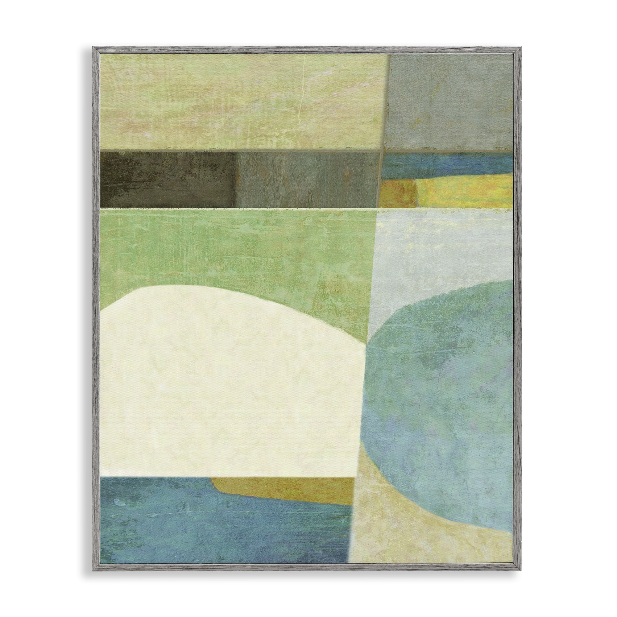 Stupell Industries Subtle Shapes Collage Abstract Painting Gray Framed Art Print Wall Art, 16 x 20