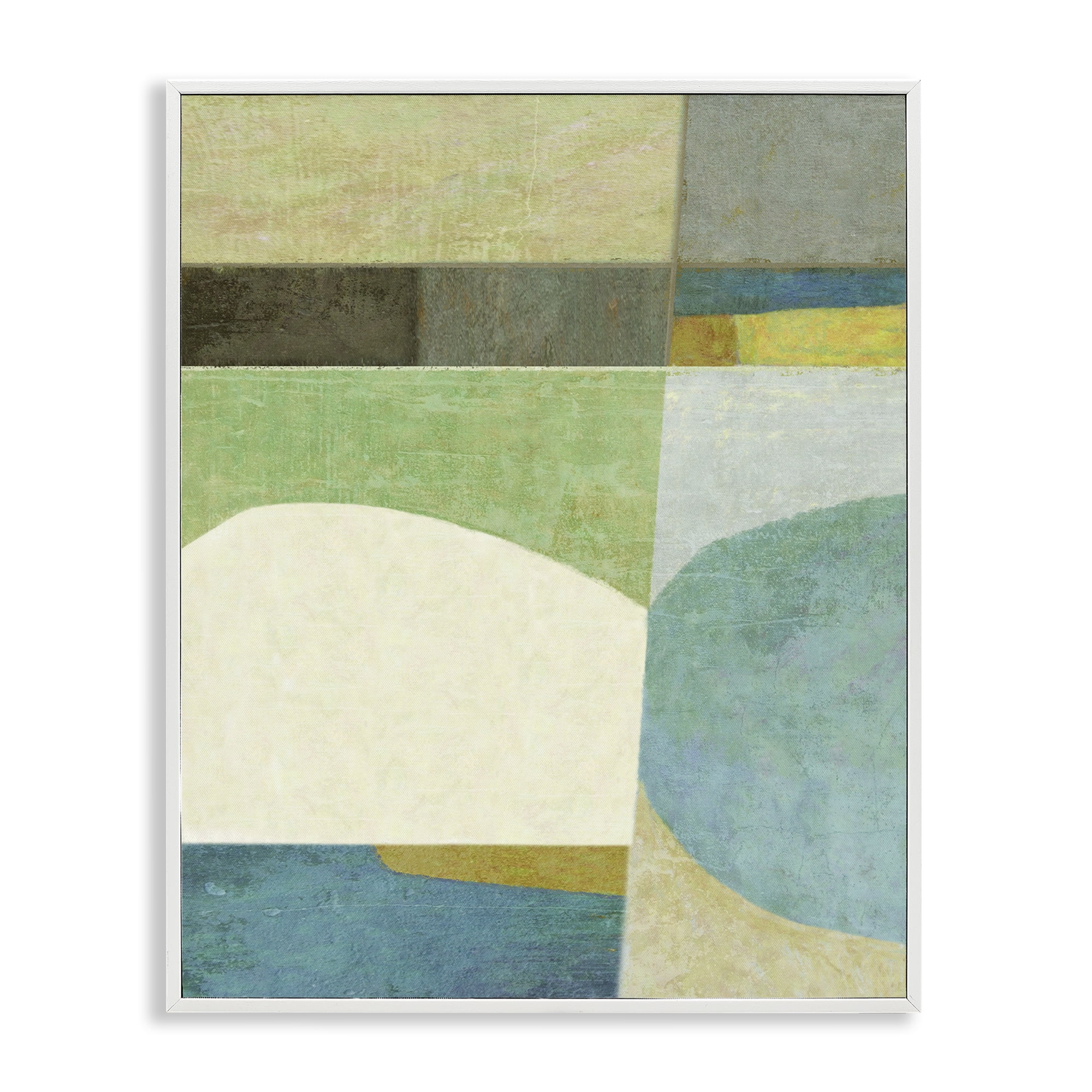 Stupell Industries Subtle Shapes Collage Abstract Painting White Framed Art Print Wall Art, 16 x 20