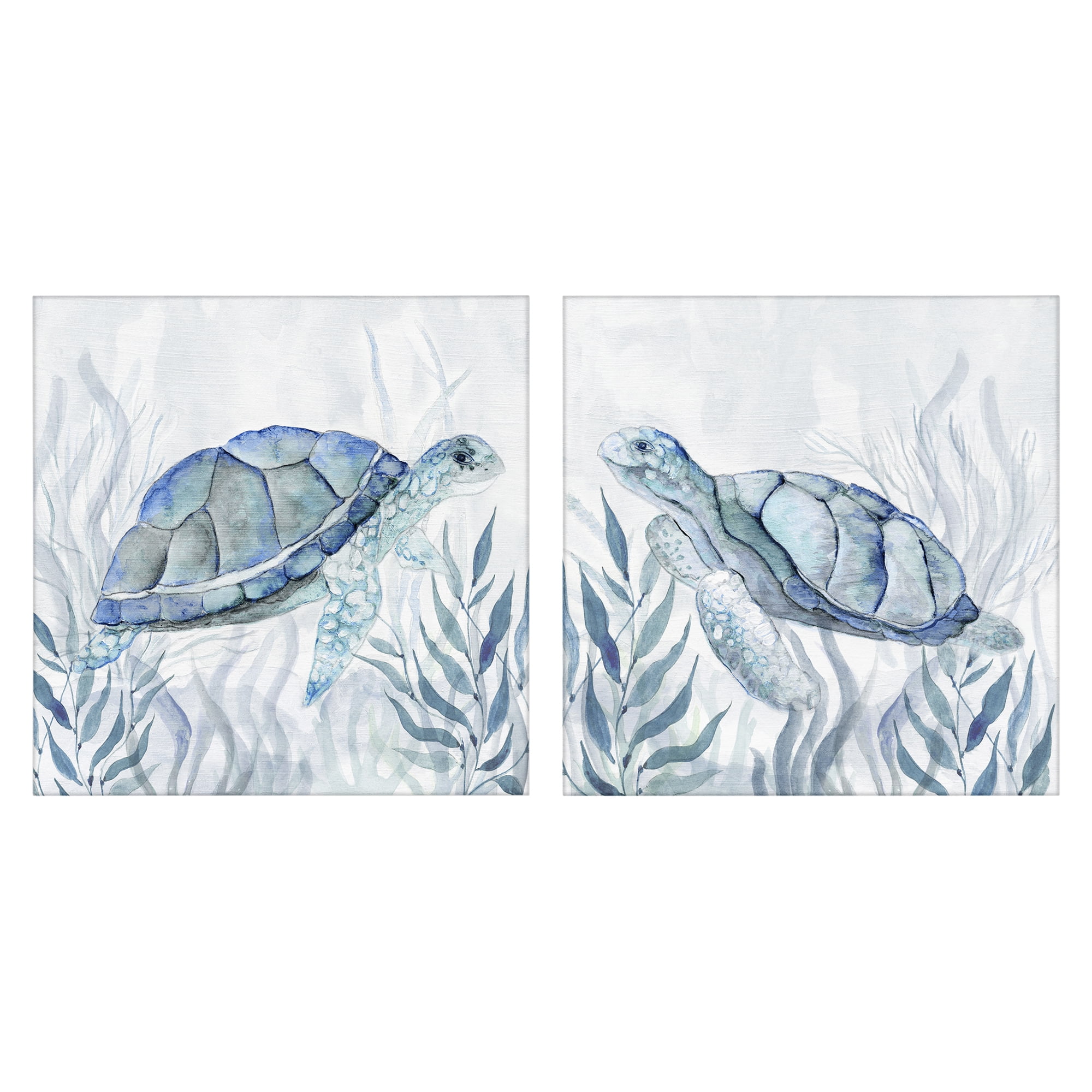 Stupell Industries Subtle Smiling Sea Turtles 2 Piece Canvas Wall Art Set, design by Janet Tava