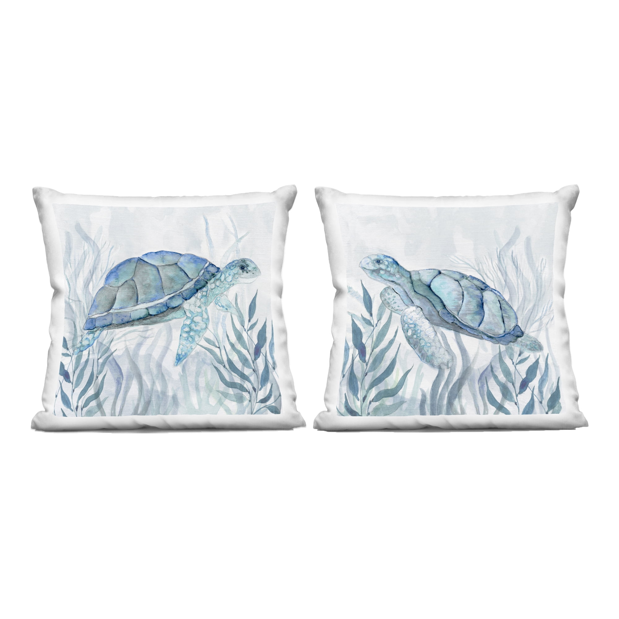 Stupell Industries Subtle Smiling Sea Turtles 2 Piece Decorative Printed Throw Pillow Set, design by Janet Tava, 18 x 7 x 18