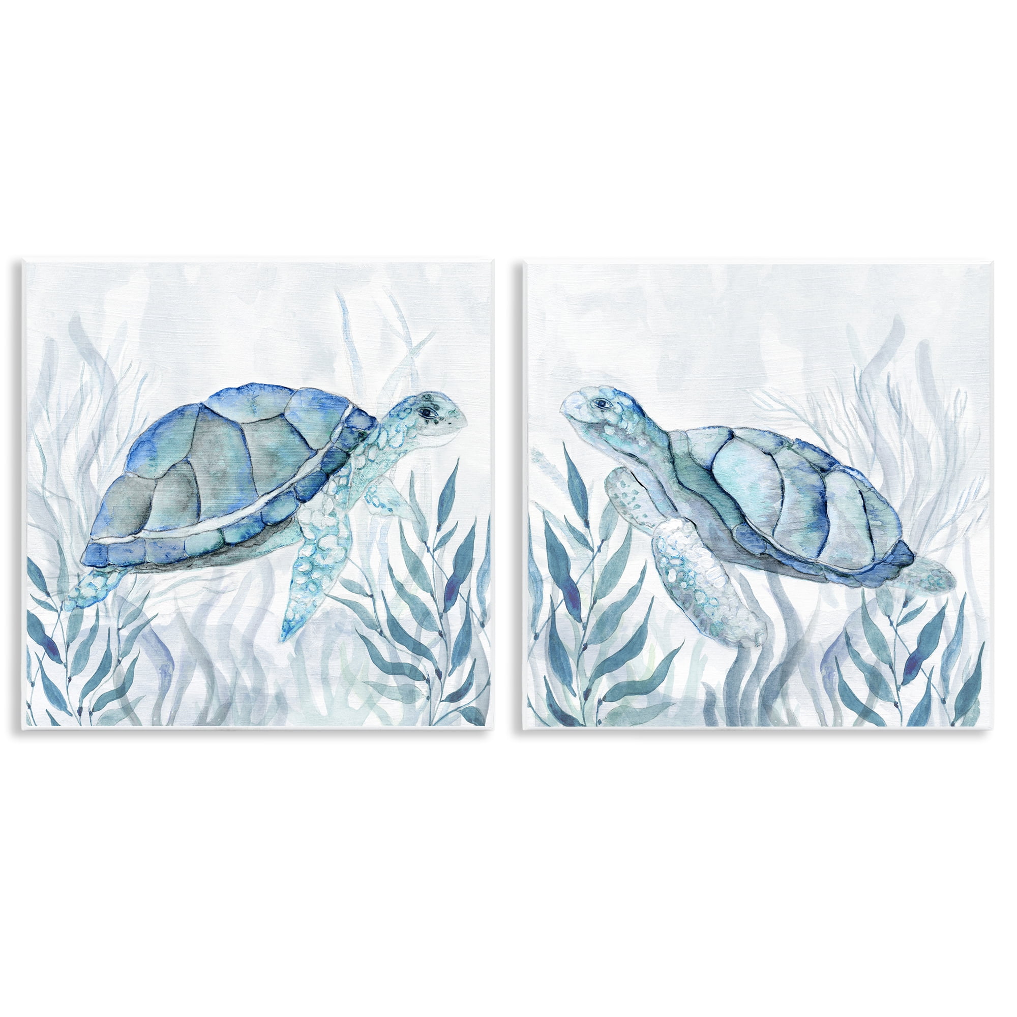 Stupell Industries Subtle Smiling Sea Turtles 2 Piece Wall Plaque Art Set, design by Janet Tava