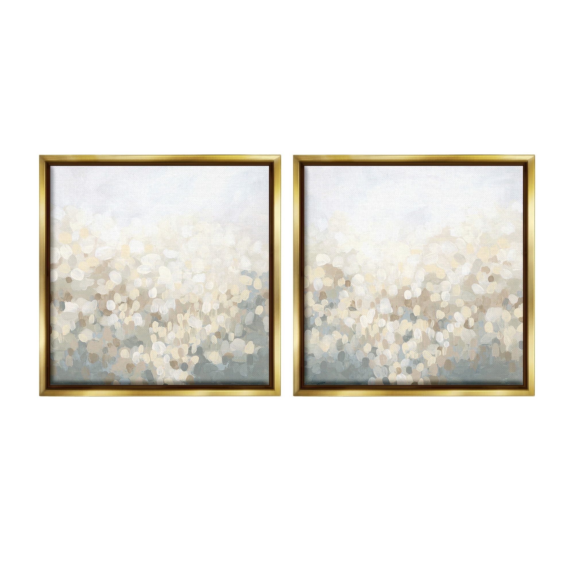 Stupell Industries Subtle Speckled Landscape Abstract Painting Gold Floater Framed Canvas Art Print Wall Art, 18 x 18, Set of 2