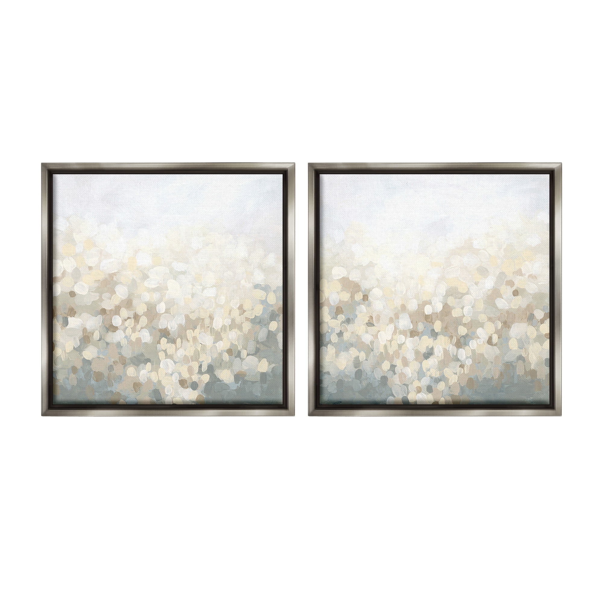 Stupell Industries Subtle Speckled Landscape Abstract Painting Gray Floater Framed Canvas Art Print Wall Art, 25 x 25, Set of 2