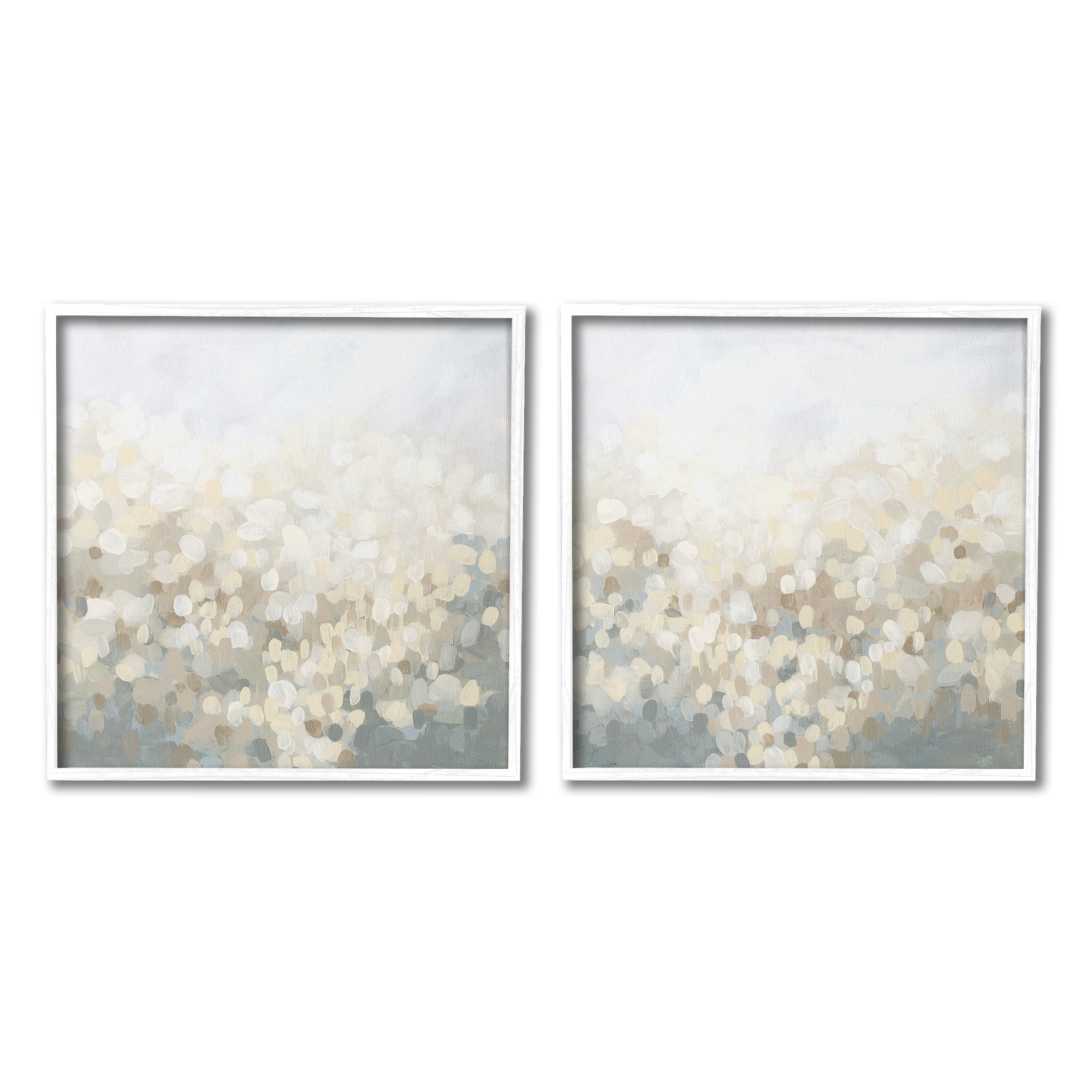 Stupell Industries Subtle Speckled Landscape Abstract Painting White Framed Art Print Wall Art, 17 x 17, Set of 2